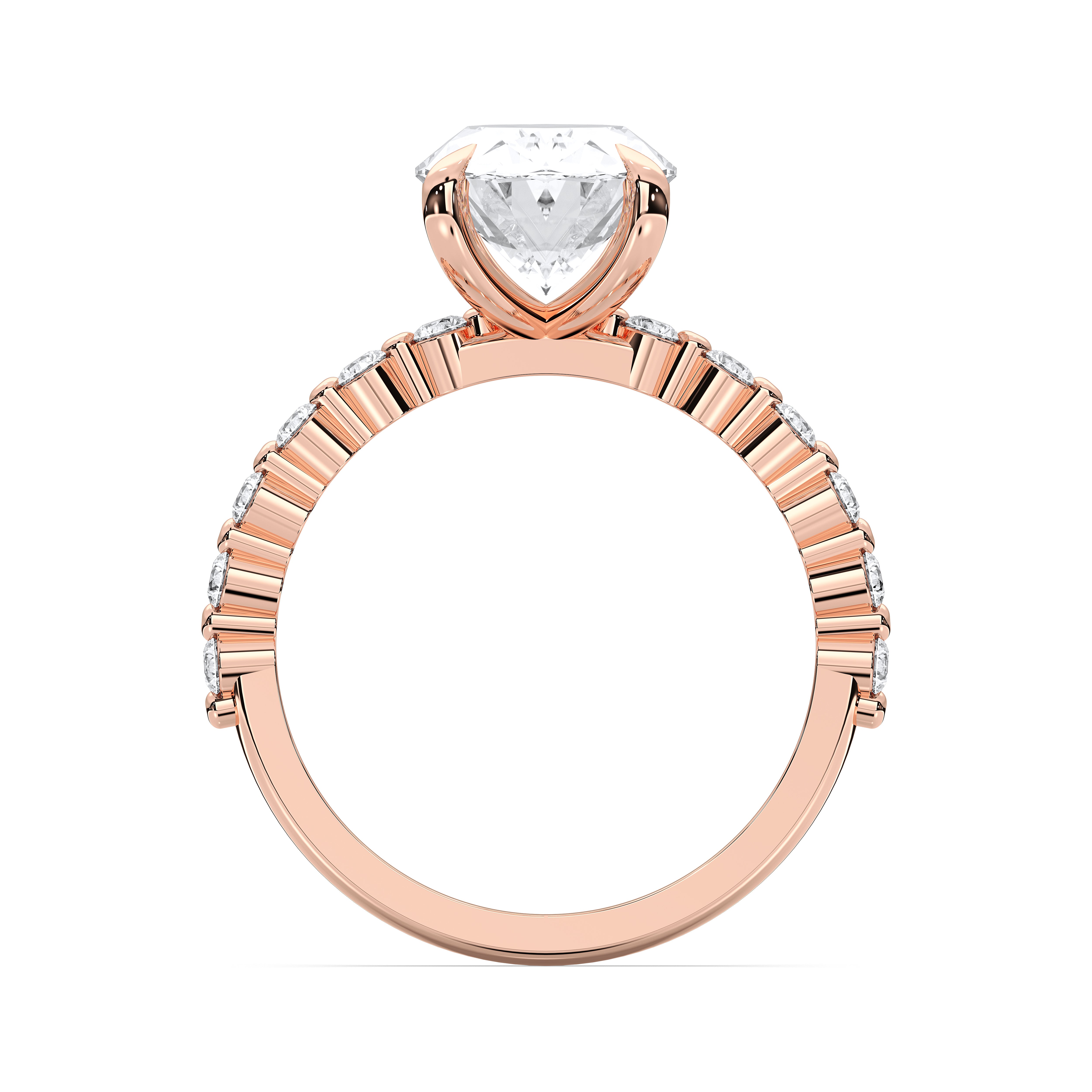 Oval & Round Diamond Solitaire Accent Solid Gold Engagement Ring