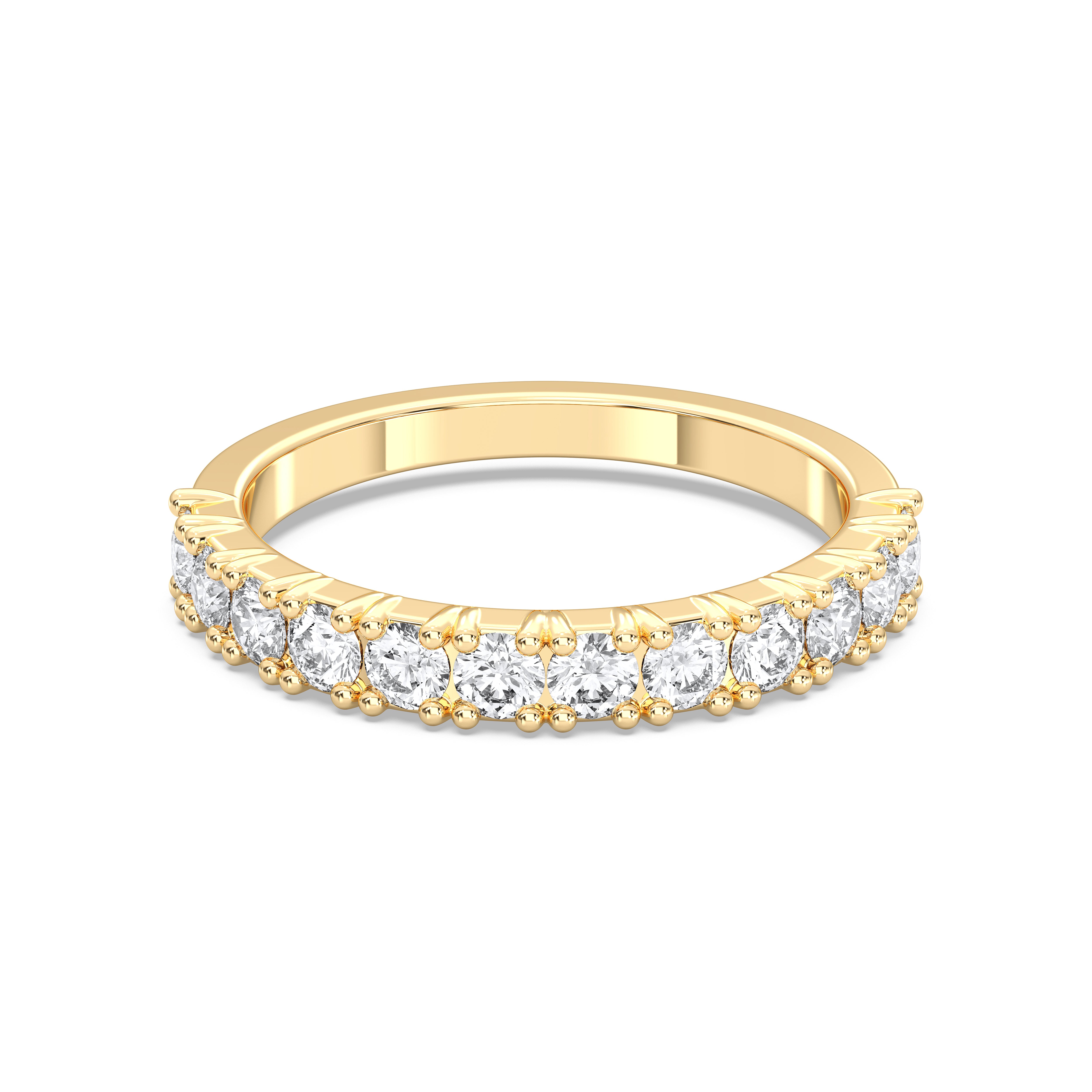 0.79 Carat Round Shape Lab Grown Diamond Half Eternity Wedding Band in Solid Gold for Women