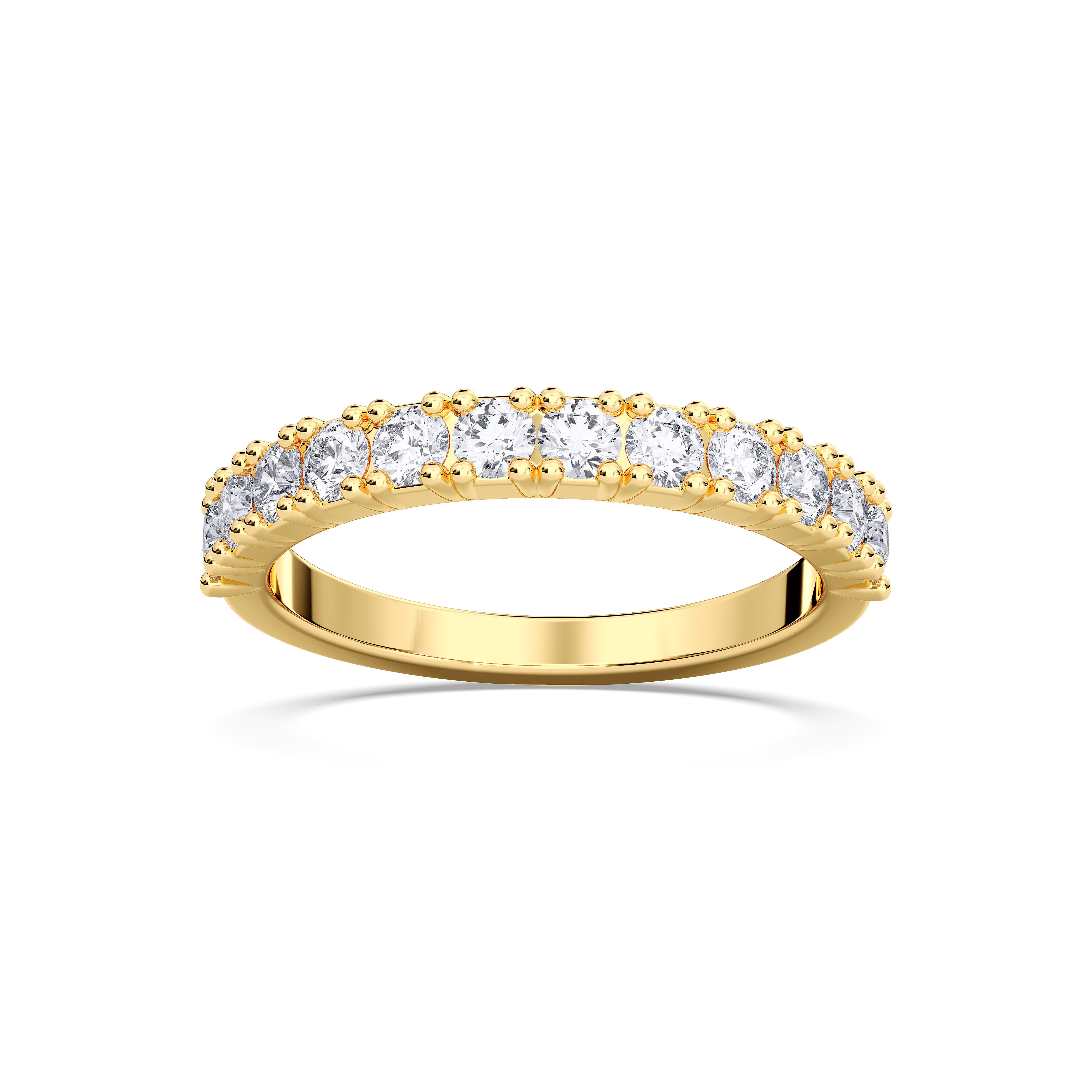 0.79 Carat Round Shape Lab Grown Diamond Half Eternity Wedding Band in Solid Gold for Women