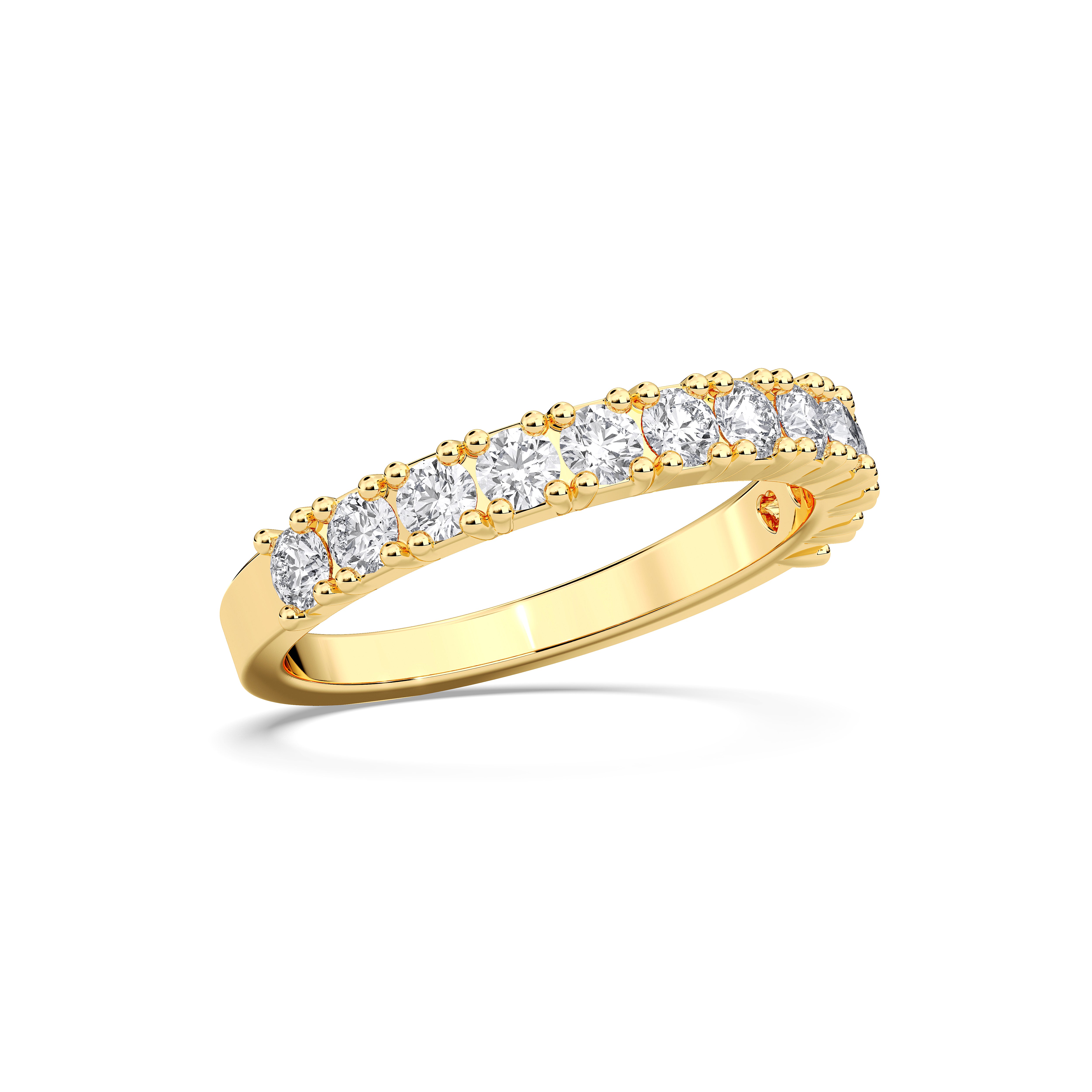 0.79 Carat Round Shape Lab Grown Diamond Half Eternity Wedding Band in Solid Gold for Women