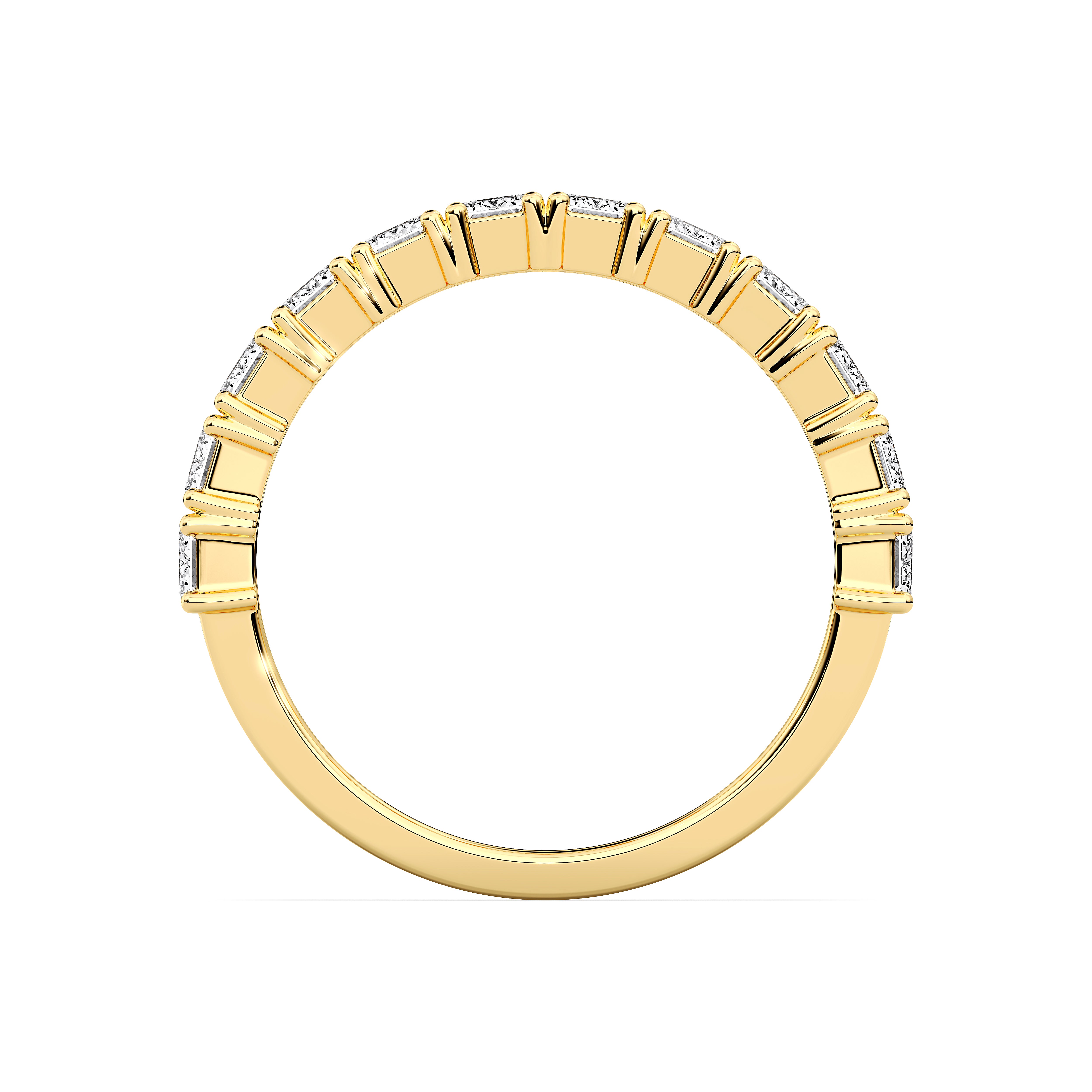 2.52 Carat Emerald  Cut Lab Grown Diamond Half Eternity Wedding Band in Solid Gold for Women
