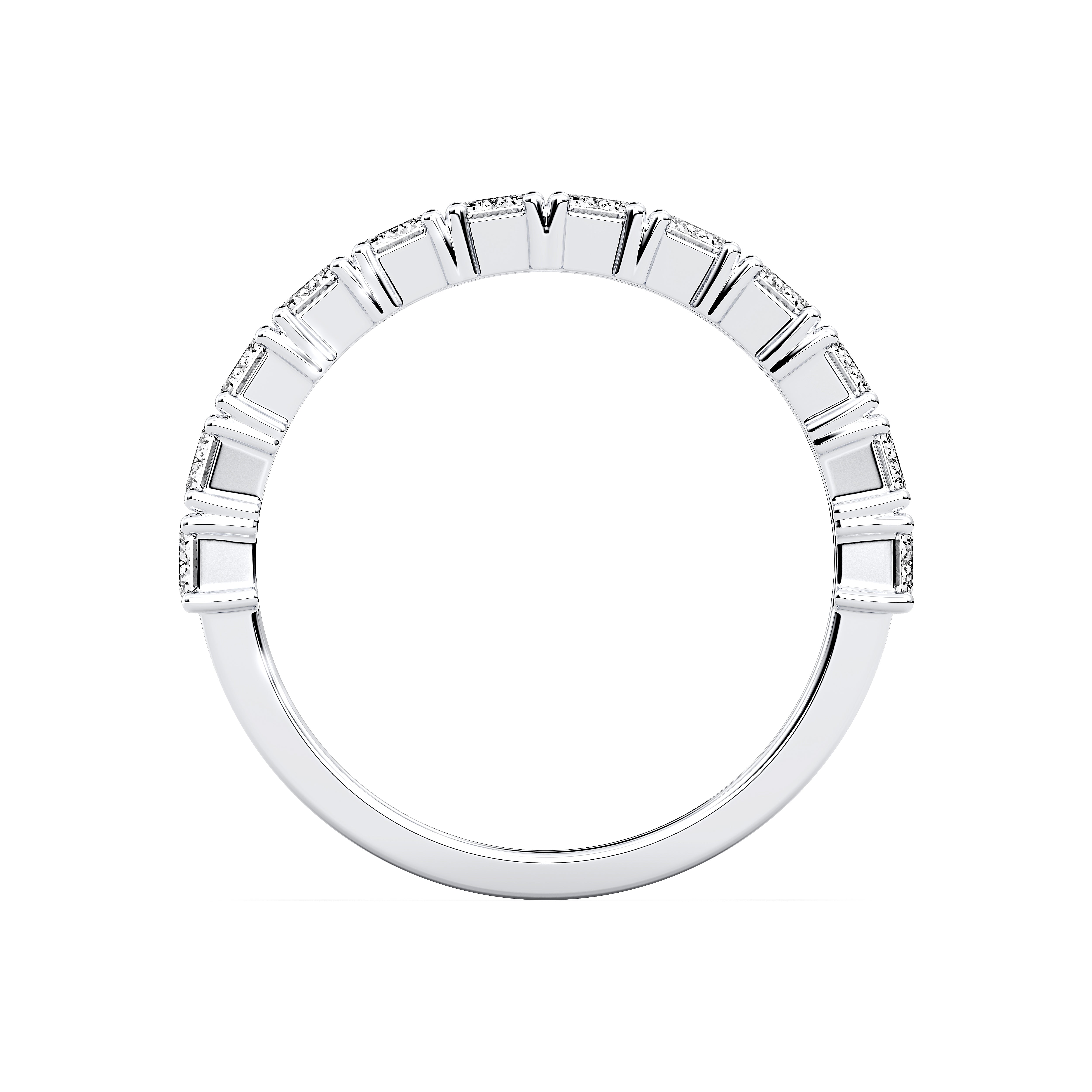 2.52 Carat Emerald  Cut Lab Grown Diamond Half Eternity Wedding Band in Solid Gold for Women