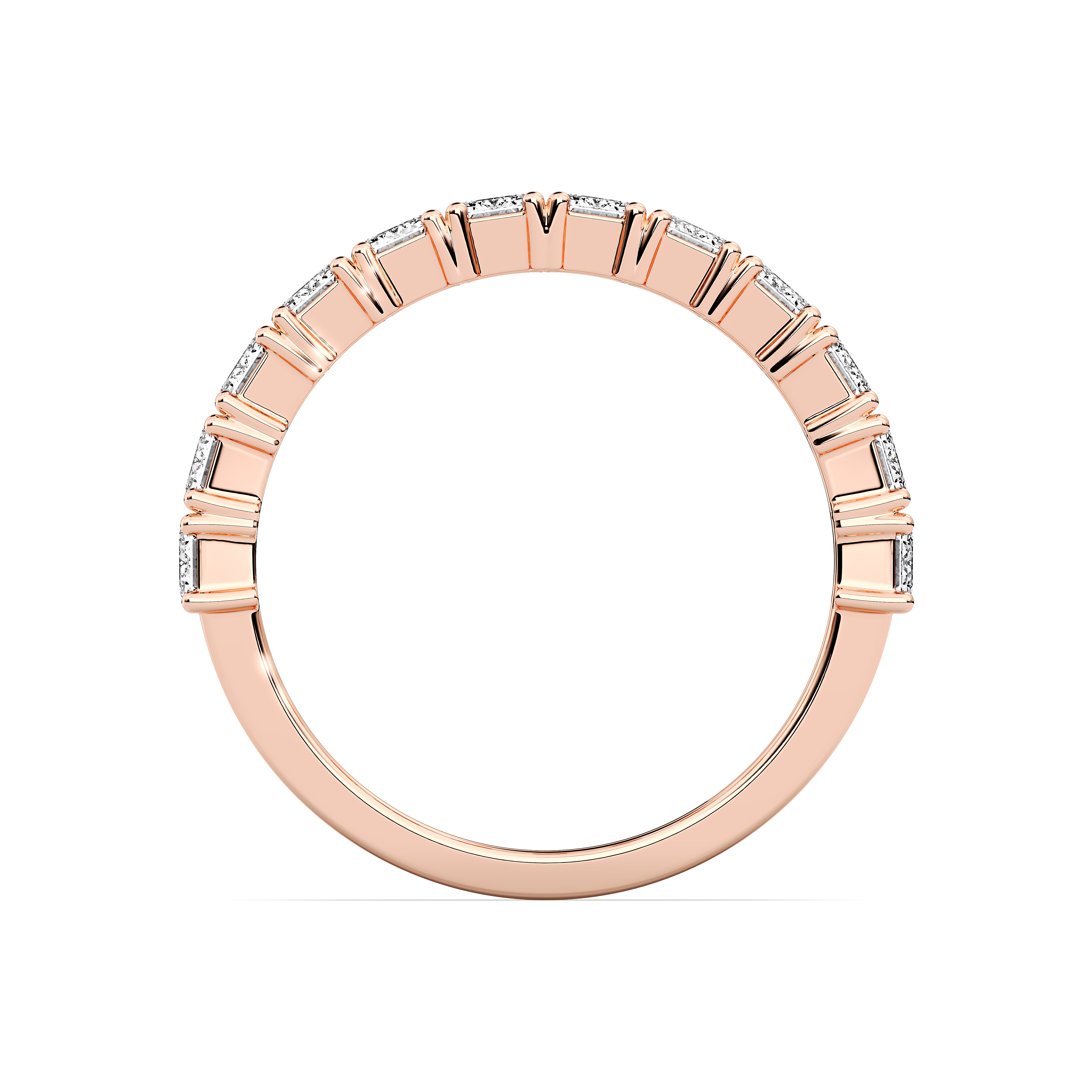 2.52 Carat Emerald  Cut Lab Grown Diamond Half Eternity Wedding Band in Solid Gold for Women