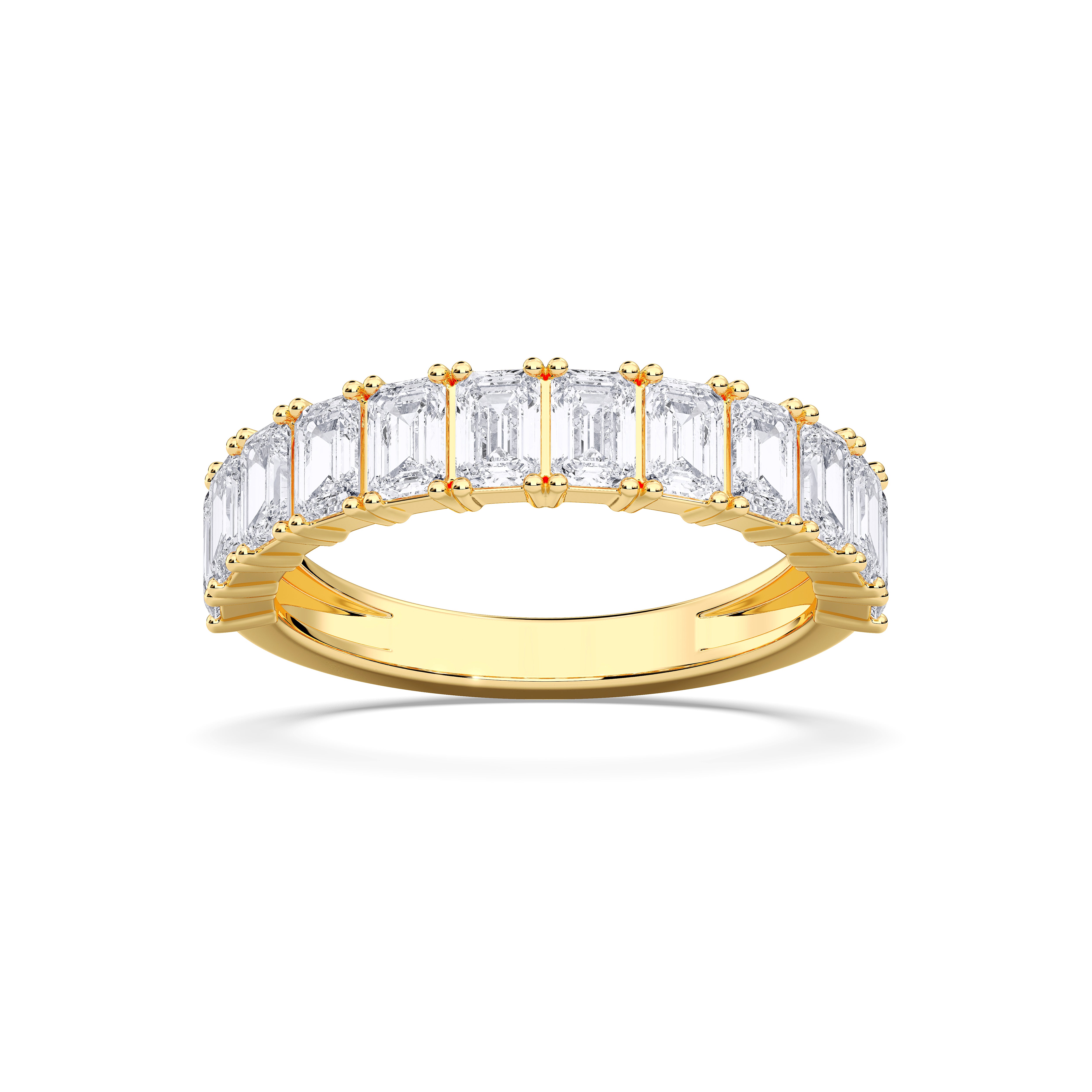 2.52 Carat Emerald  Cut Lab Grown Diamond Half Eternity Wedding Band in Solid Gold for Women