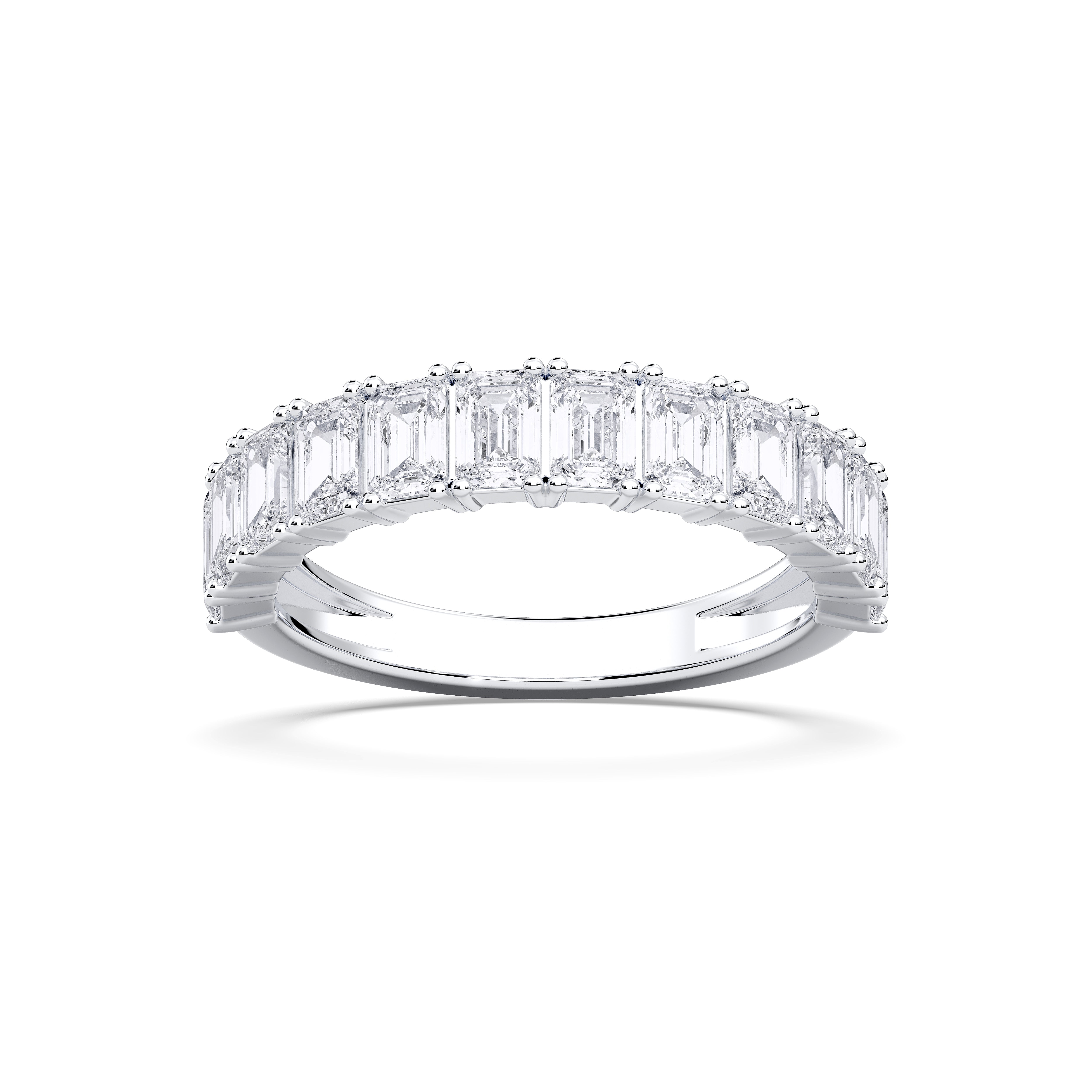 2.52 Carat Emerald  Cut Lab Grown Diamond Half Eternity Wedding Band in Solid Gold for Women