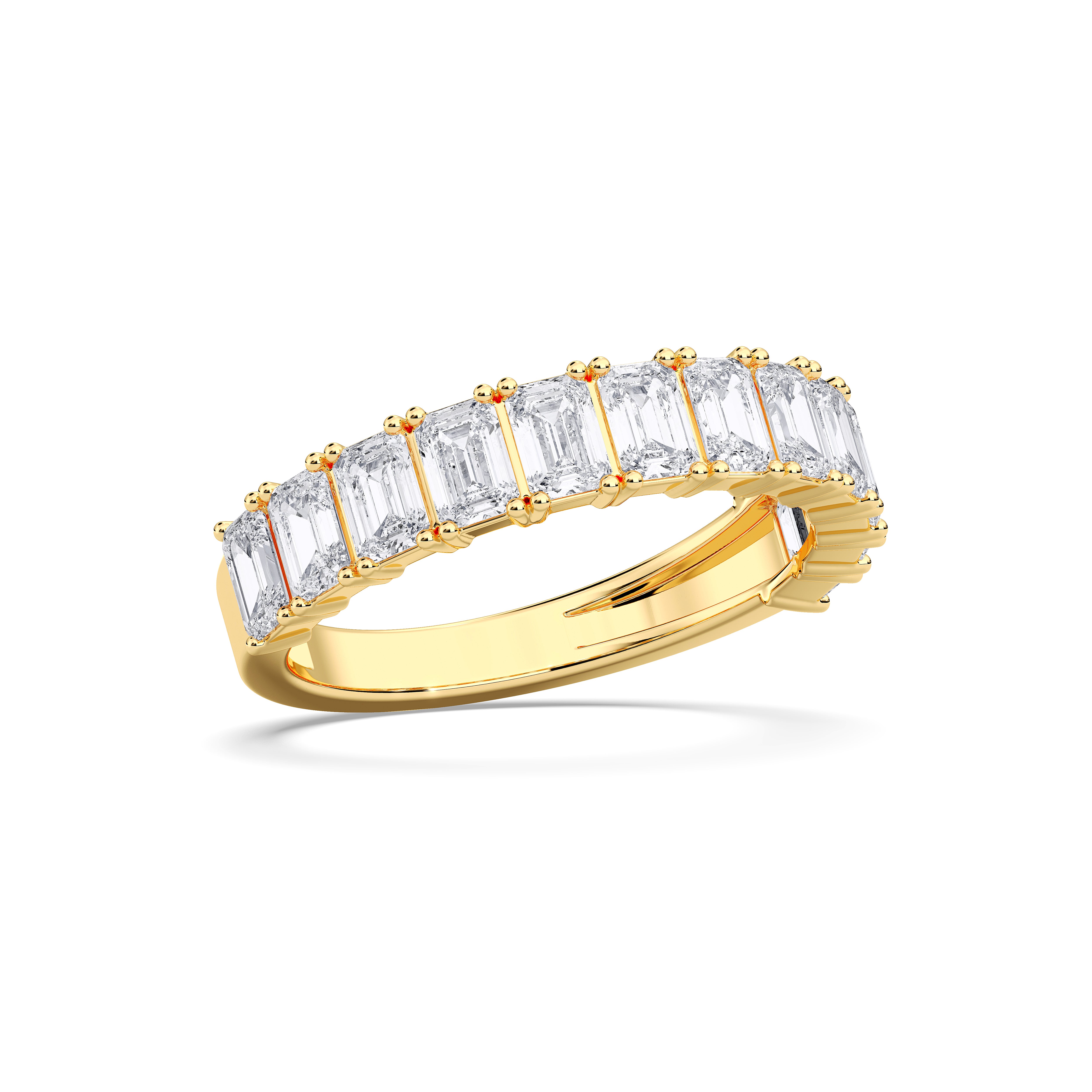 2.52 Carat Emerald  Cut Lab Grown Diamond Half Eternity Wedding Band in Solid Gold for Women