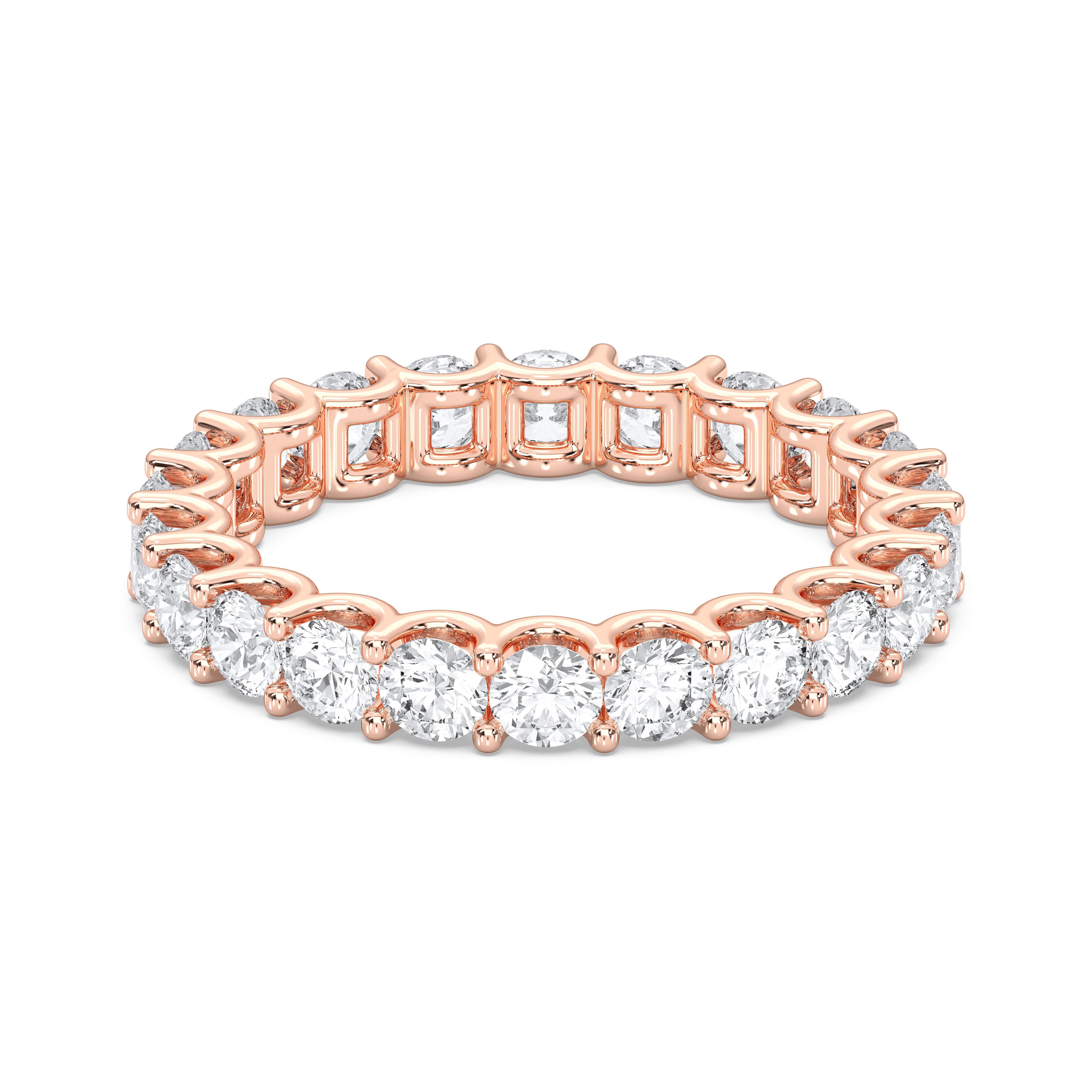 2.18 Carat Round Cut Lab Grown Diamond Eternity Wedding Ring in Solid Gold for Her