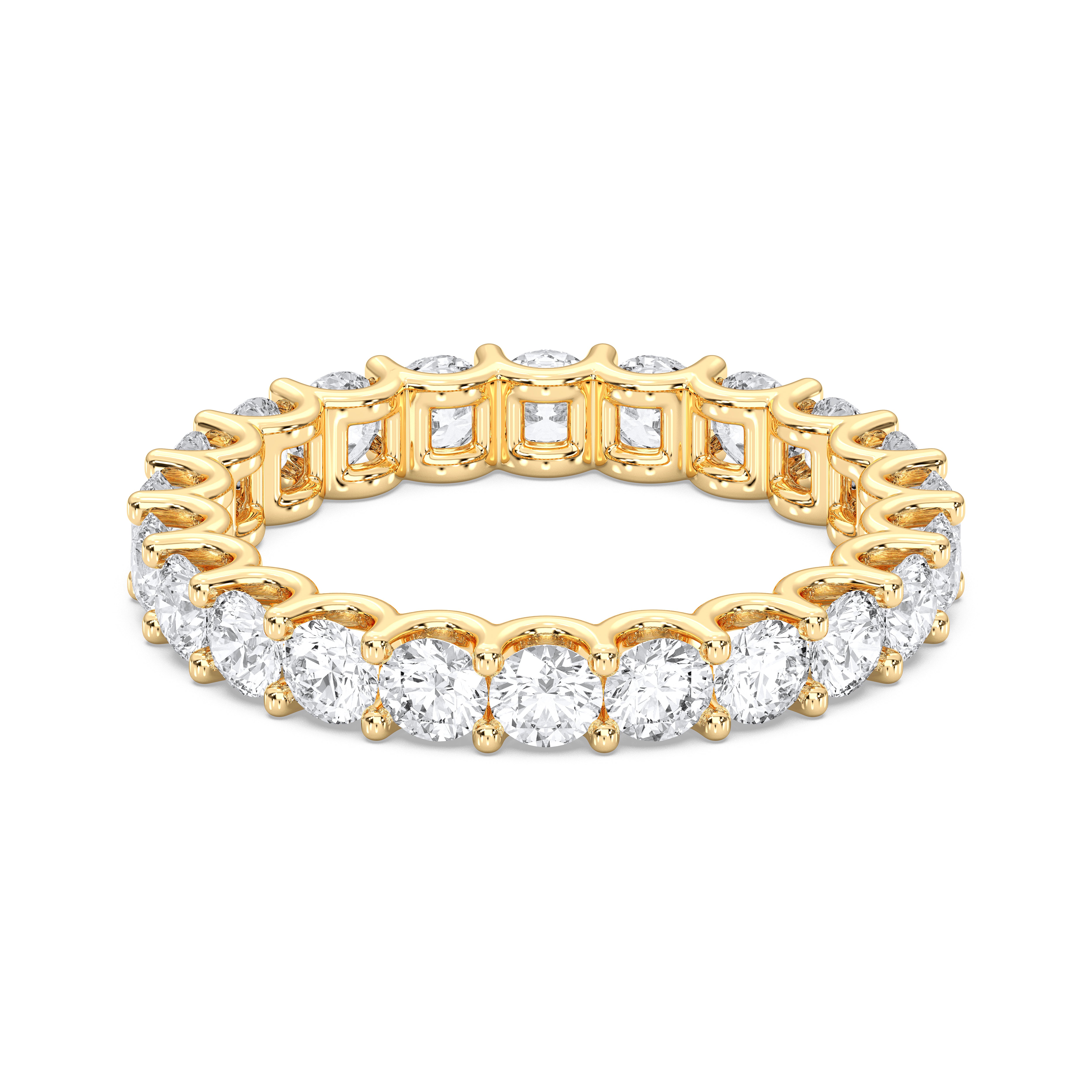 2.18 Carat Round Cut Lab Grown Diamond Eternity Wedding Ring in Solid Gold for Her