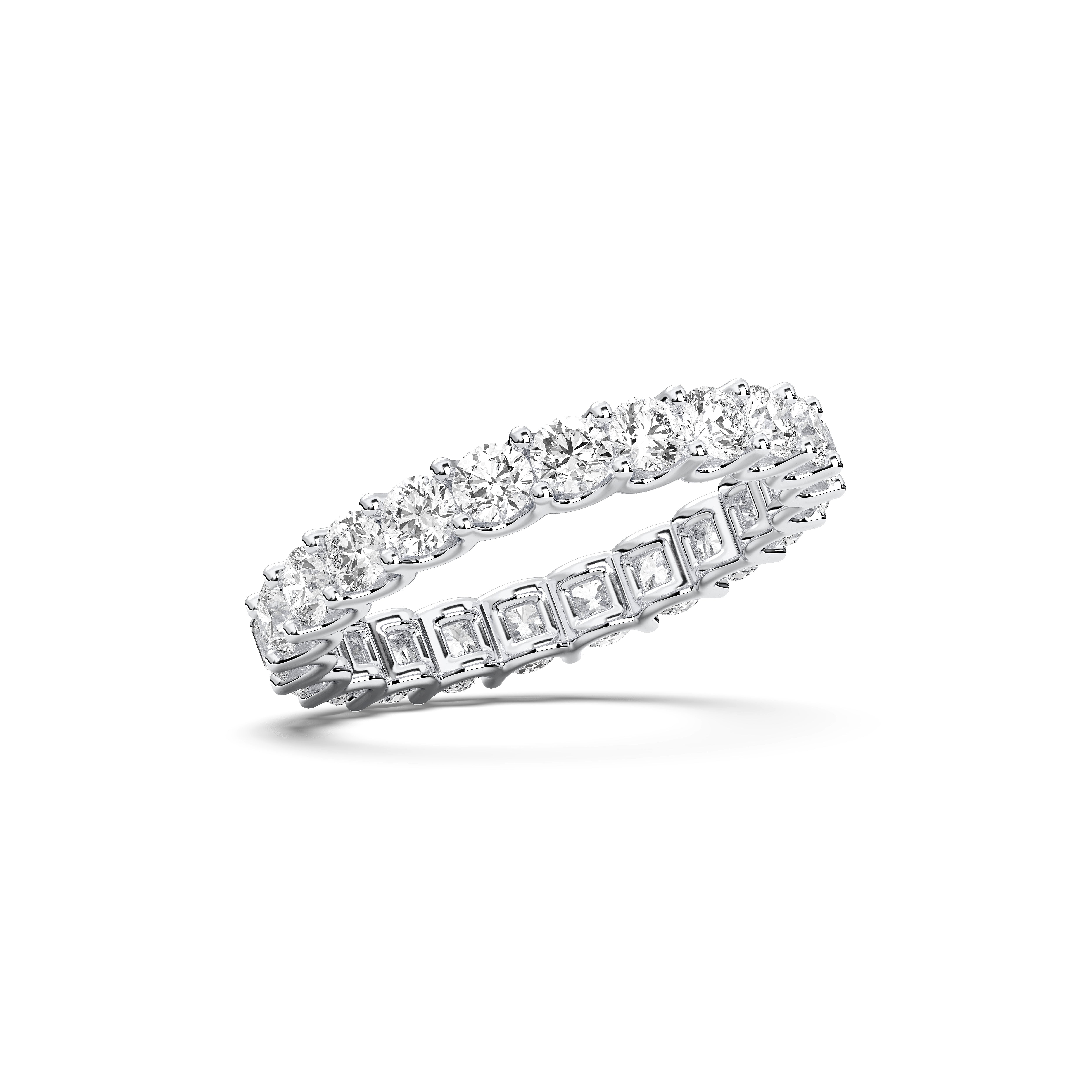 2.18 Carat Round Cut Lab Grown Diamond Eternity Wedding Ring in Solid Gold for Her