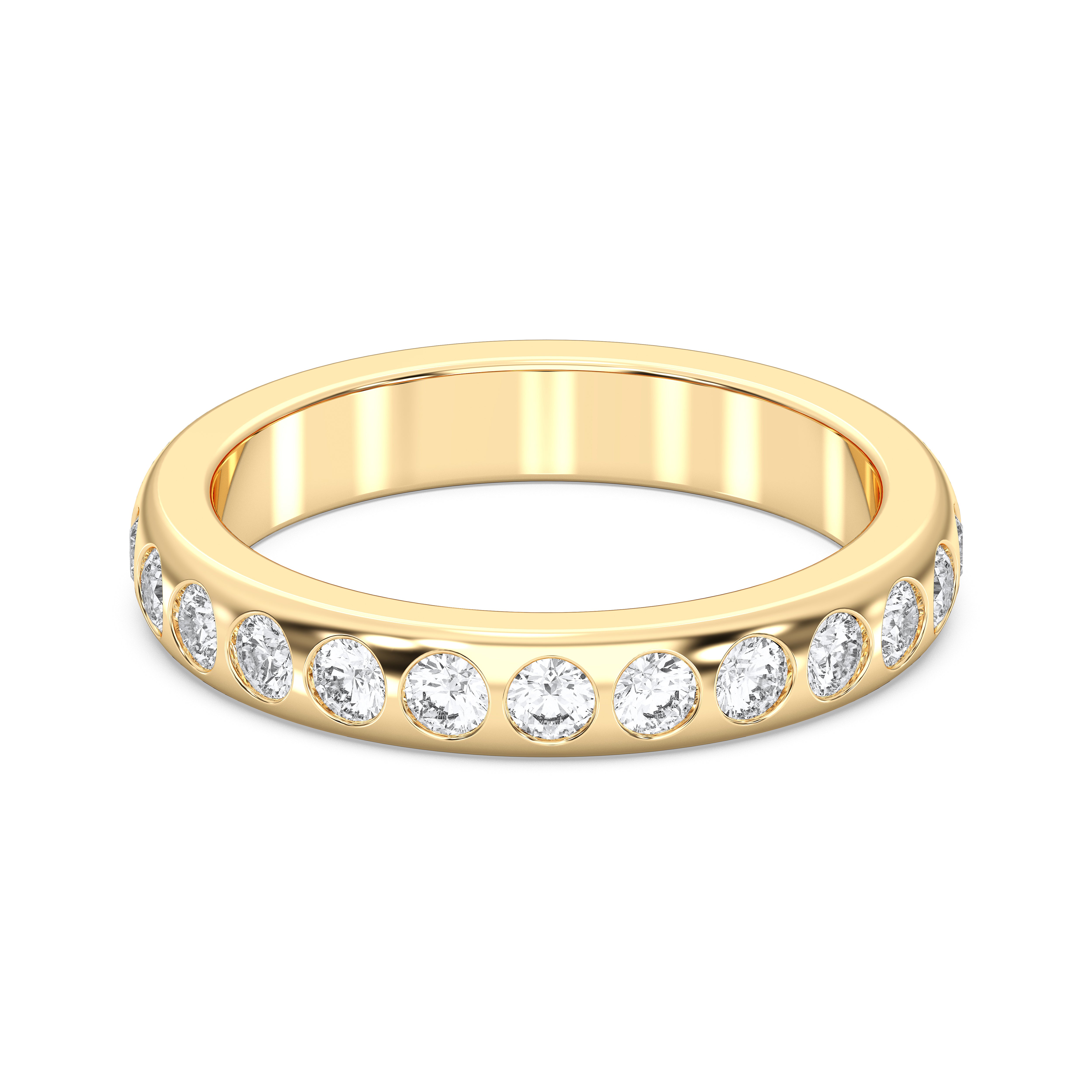 Round Shape 0.75 Carat  Lab Grown Diamond Half Eternity Wedding Band in Solid Gold for Women