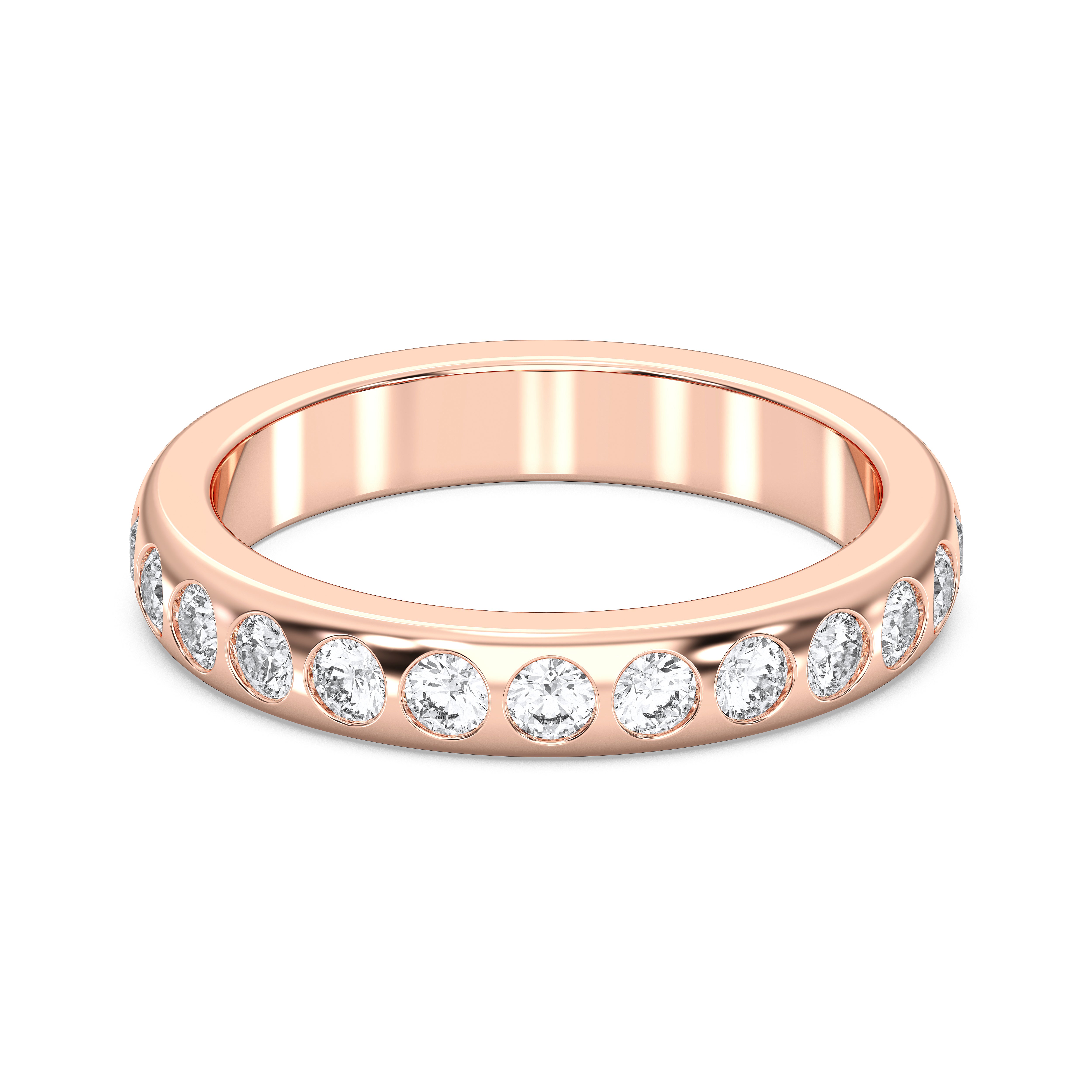 Round Shape 0.75 Carat  Lab Grown Diamond Half Eternity Wedding Band in Solid Gold for Women
