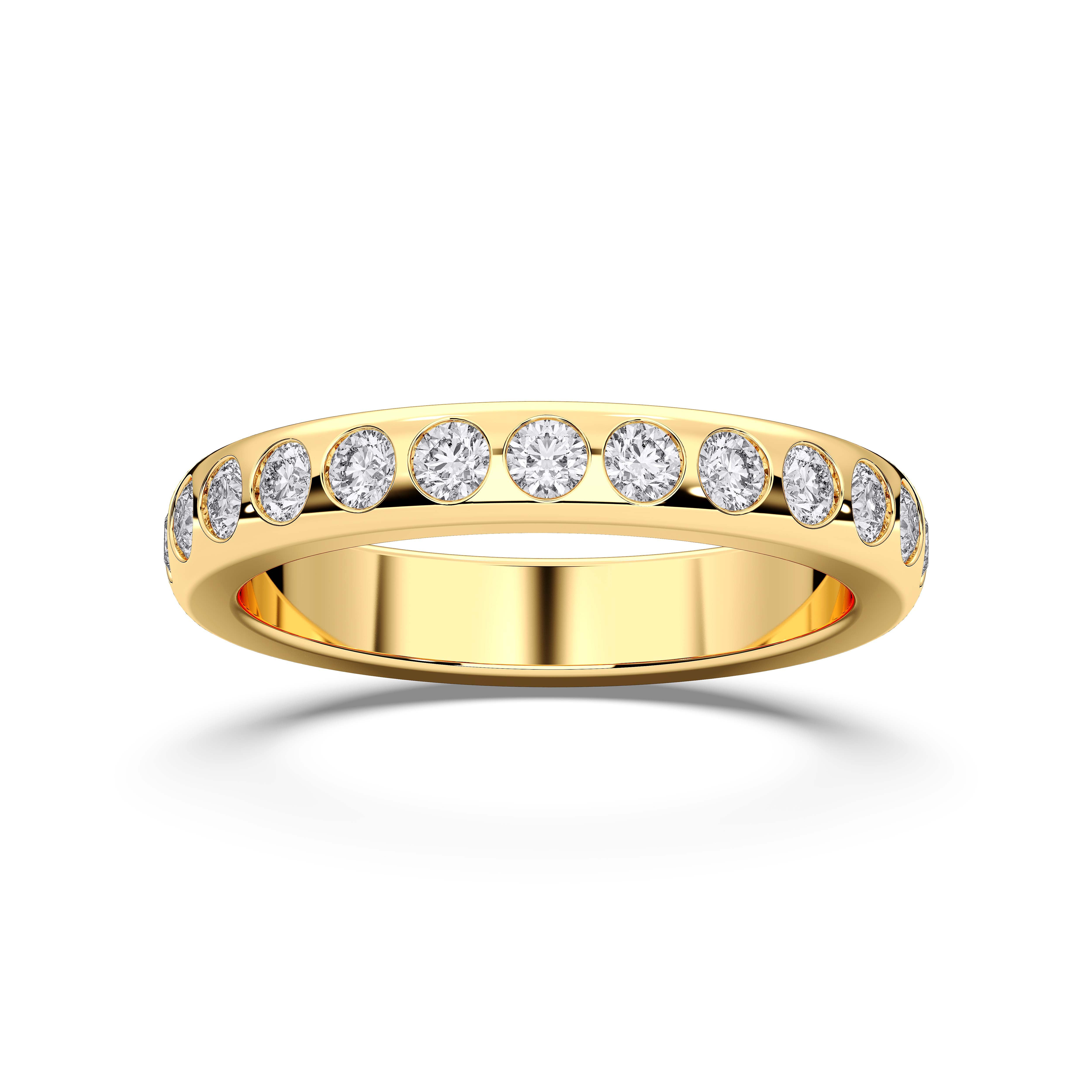 Round Shape 0.75 Carat  Lab Grown Diamond Half Eternity Wedding Band in Solid Gold for Women