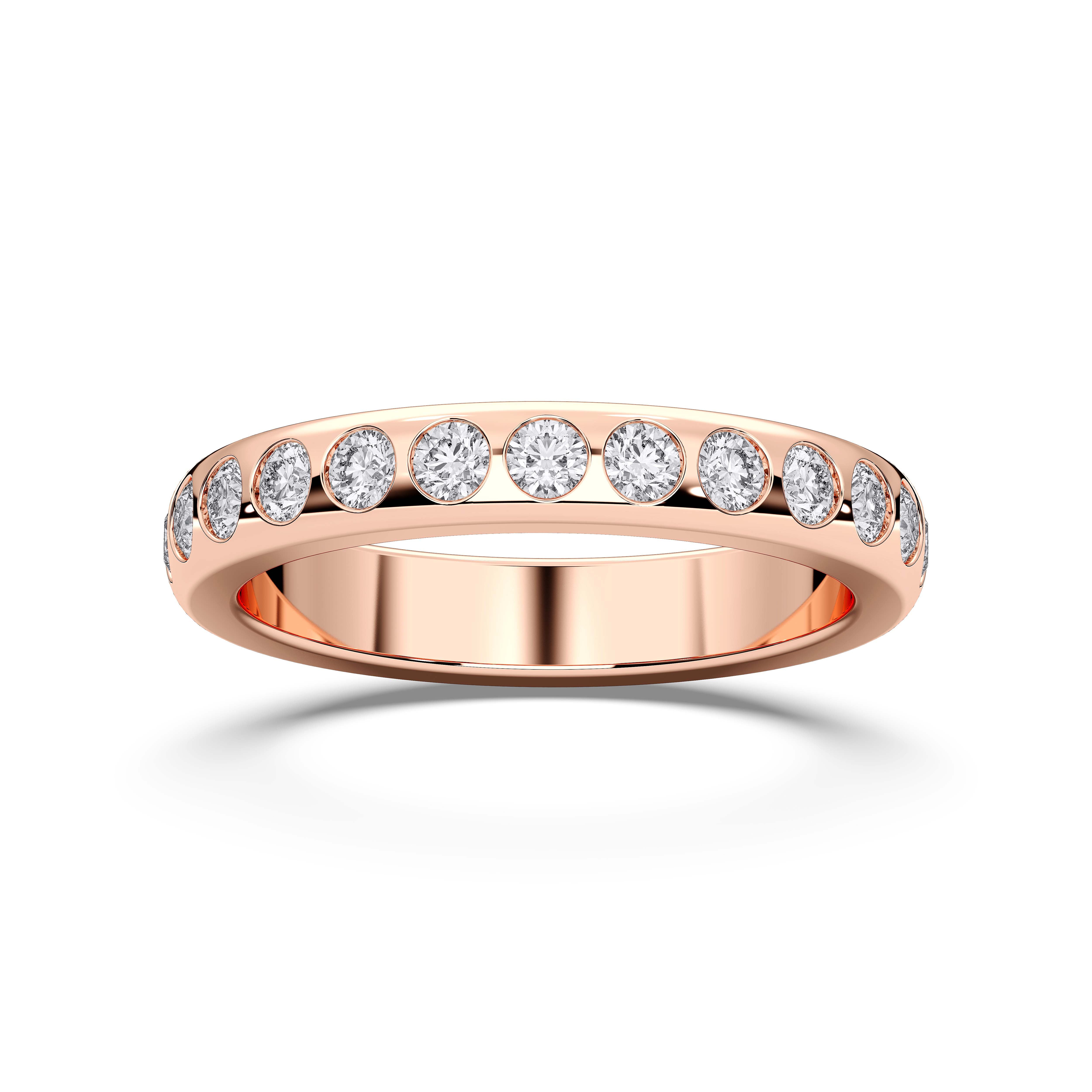 Round Shape 0.75 Carat  Lab Grown Diamond Half Eternity Wedding Band in Solid Gold for Women