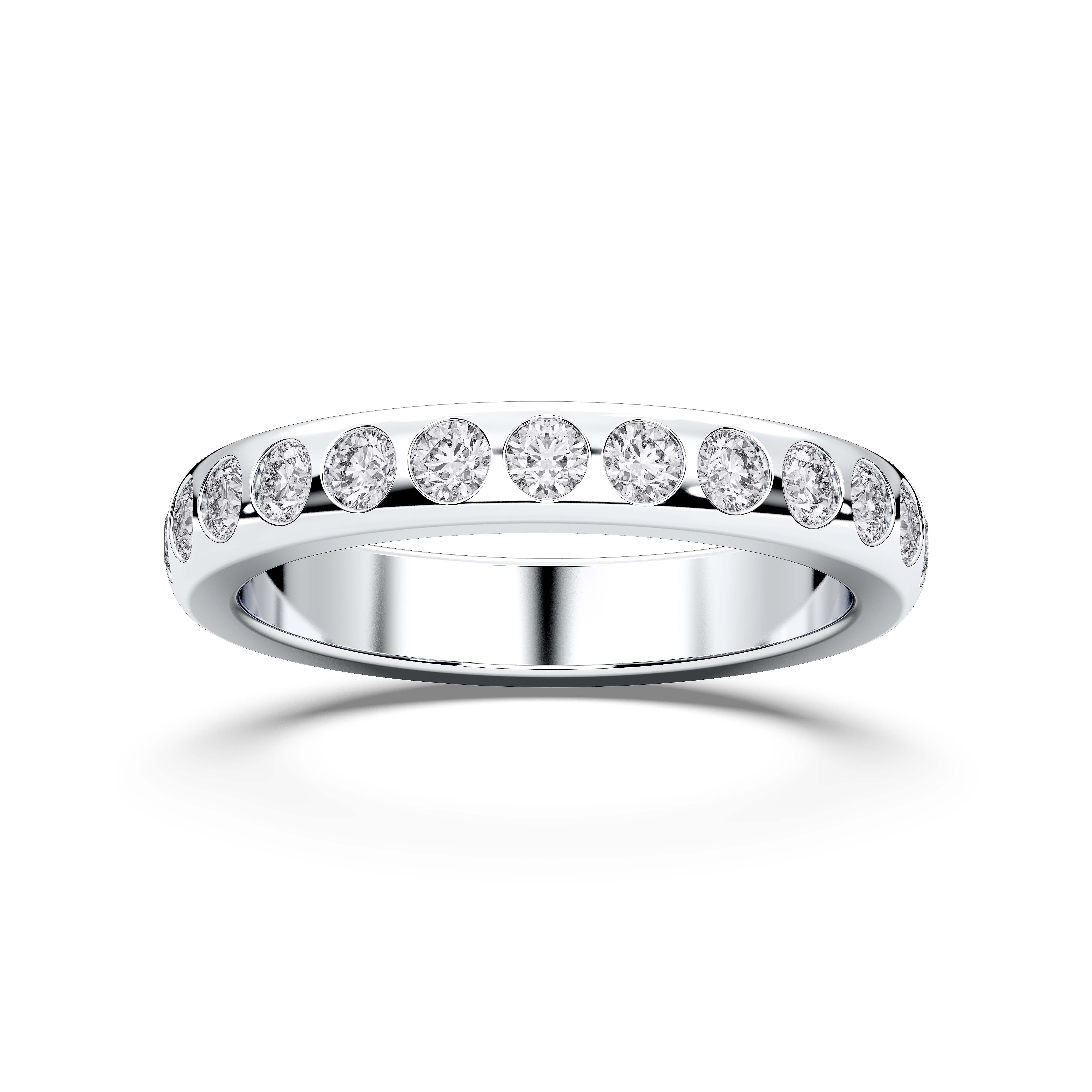 Round Shape 0.75 Carat  Lab Grown Diamond Half Eternity Wedding Band in Solid Gold for Women