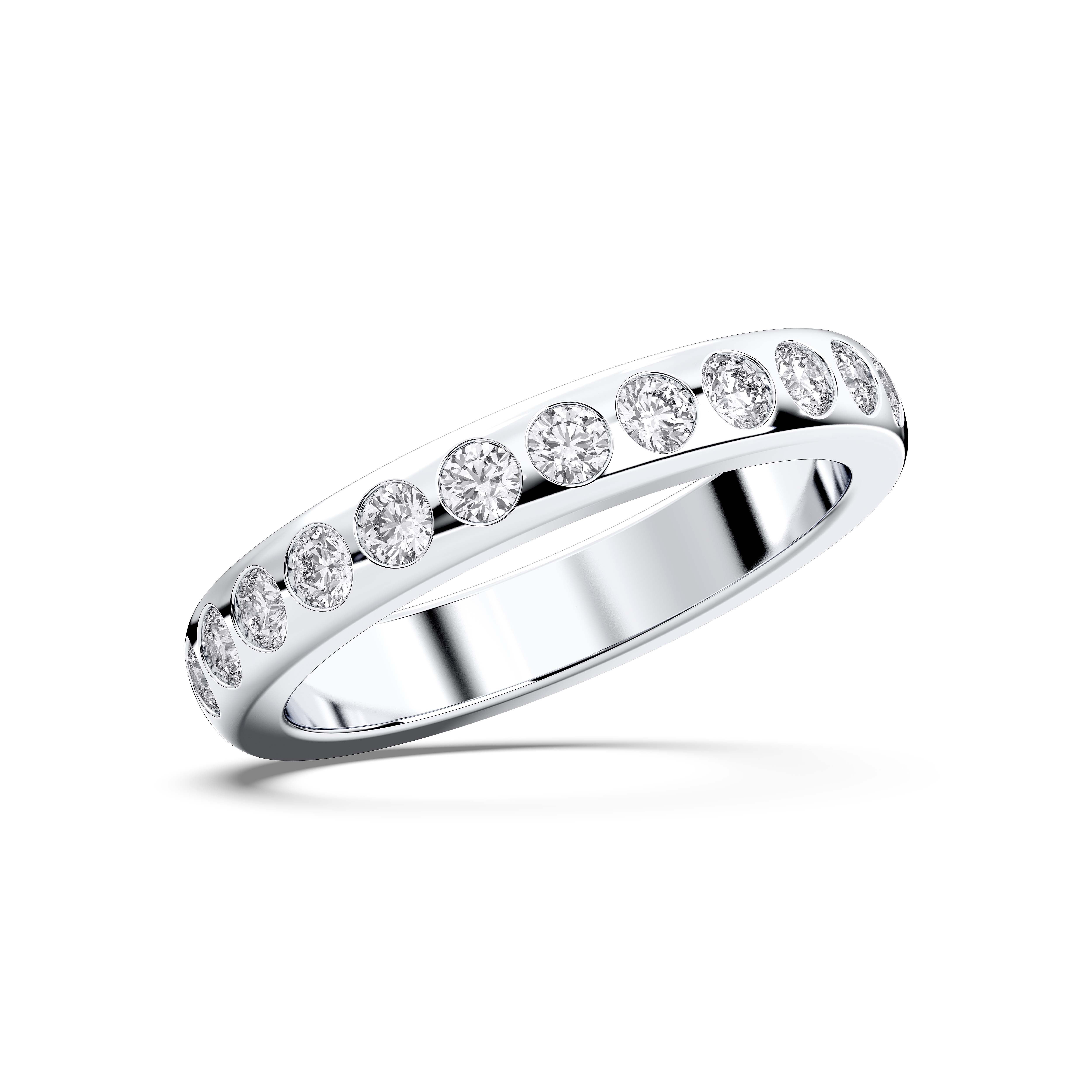 Round Shape 0.75 Carat  Lab Grown Diamond Half Eternity Wedding Band in Solid Gold for Women
