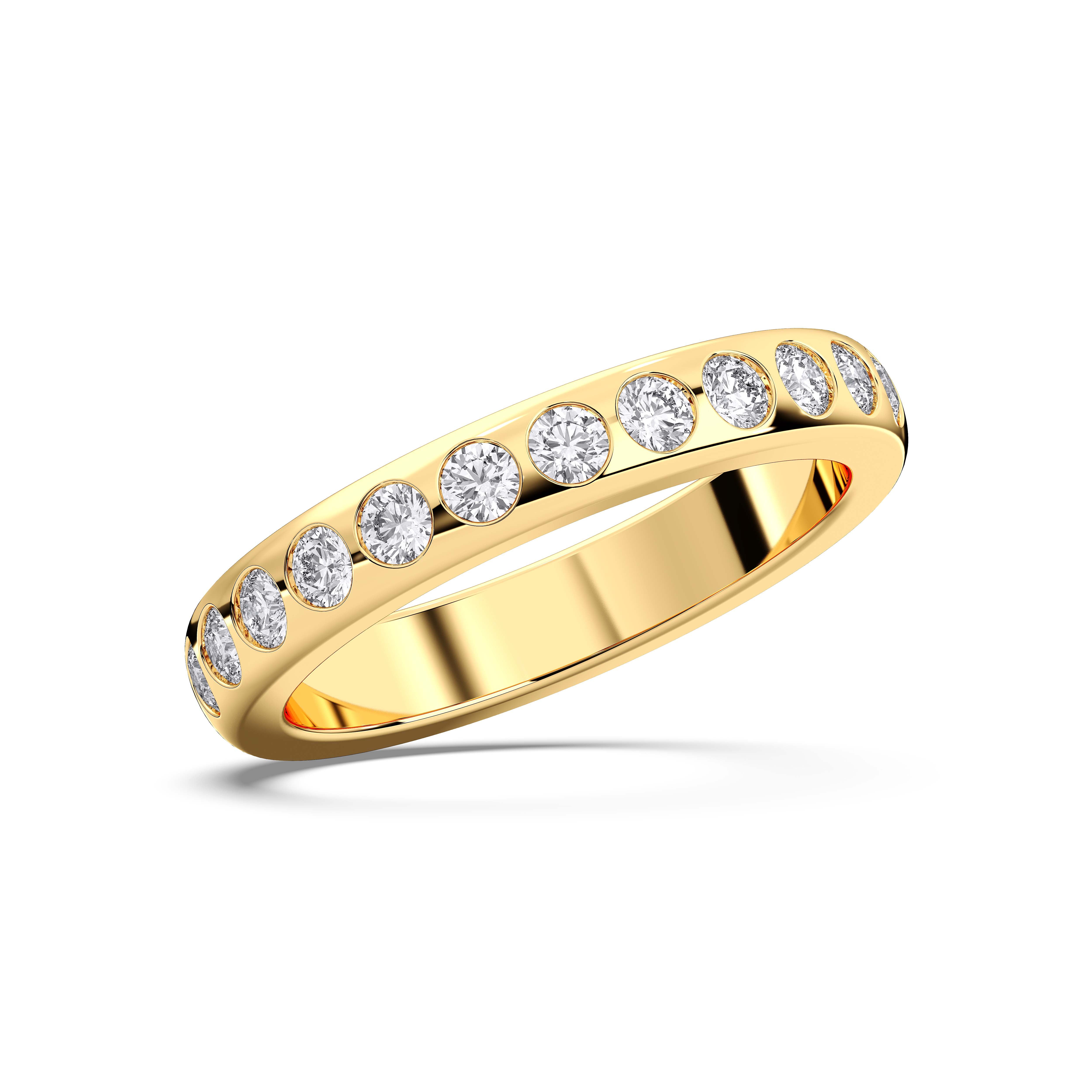Round Shape 0.75 Carat  Lab Grown Diamond Half Eternity Wedding Band in Solid Gold for Women