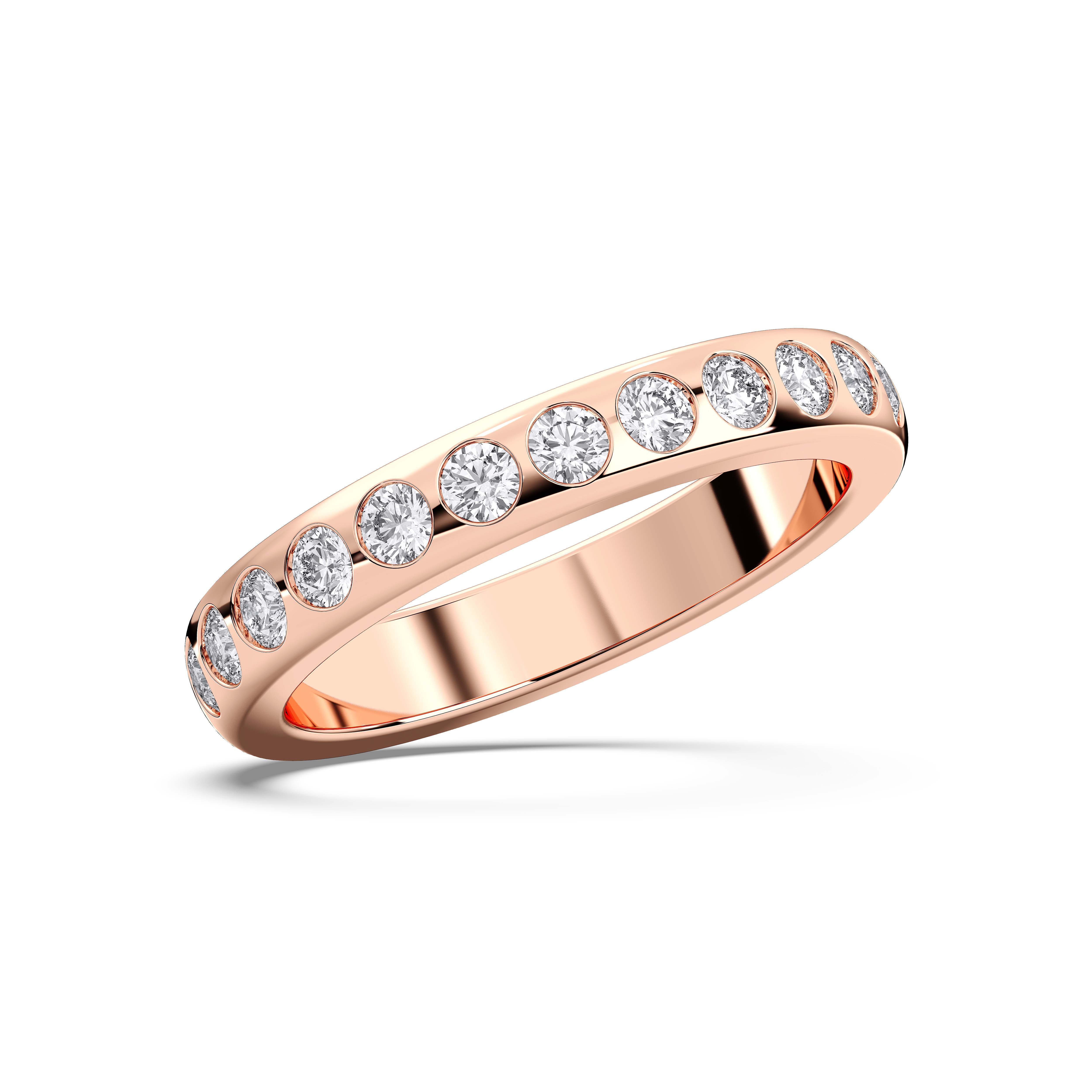 Round Shape 0.75 Carat  Lab Grown Diamond Half Eternity Wedding Band in Solid Gold for Women