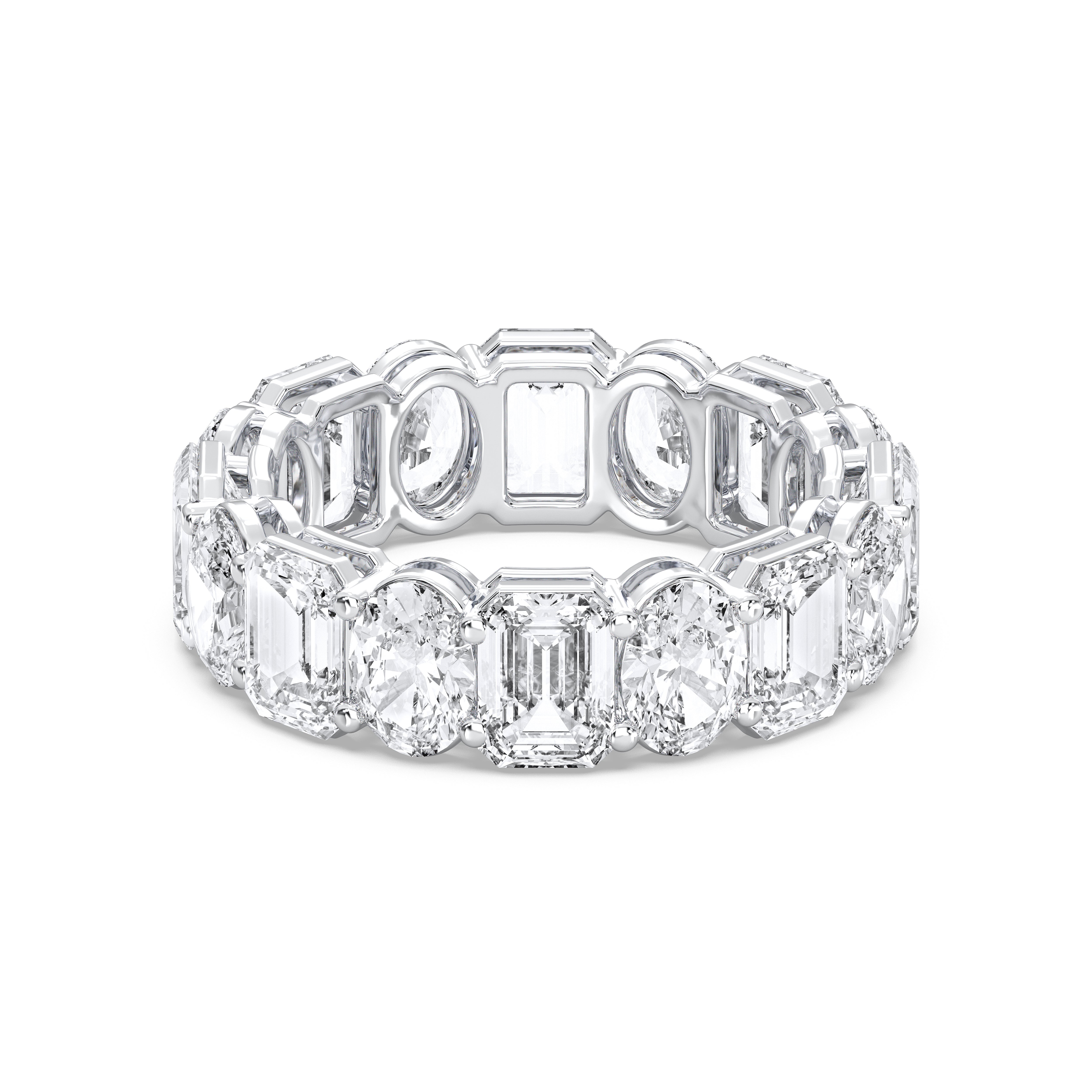 7.84 Carat Emerald & Oval  Cut Lab Grown Diamond Eternity Wedding Ring in Solid Gold for Her