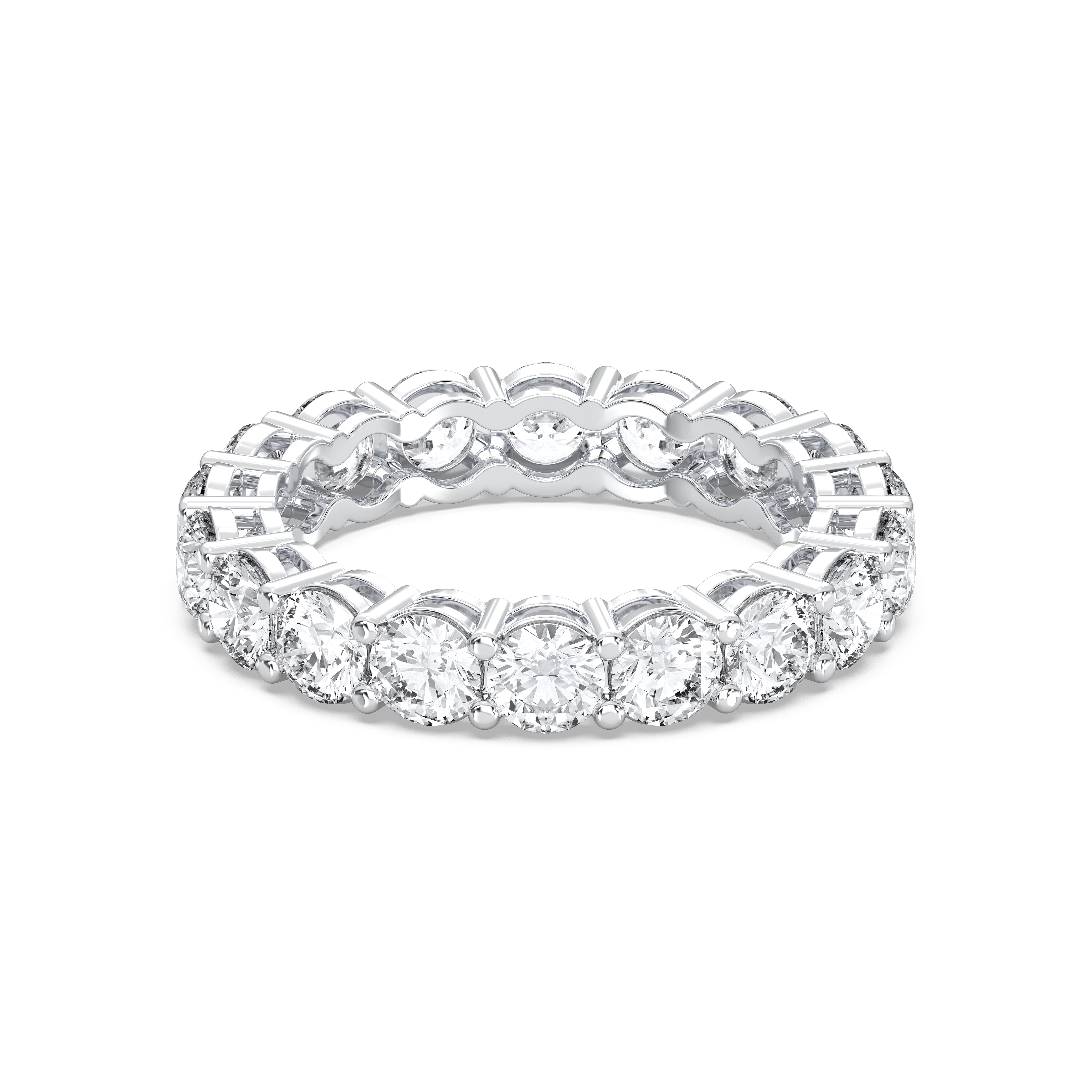 2.96 Carat Round Cut Lab Grown Diamond Eternity Wedding Ring in Solid Gold for Her