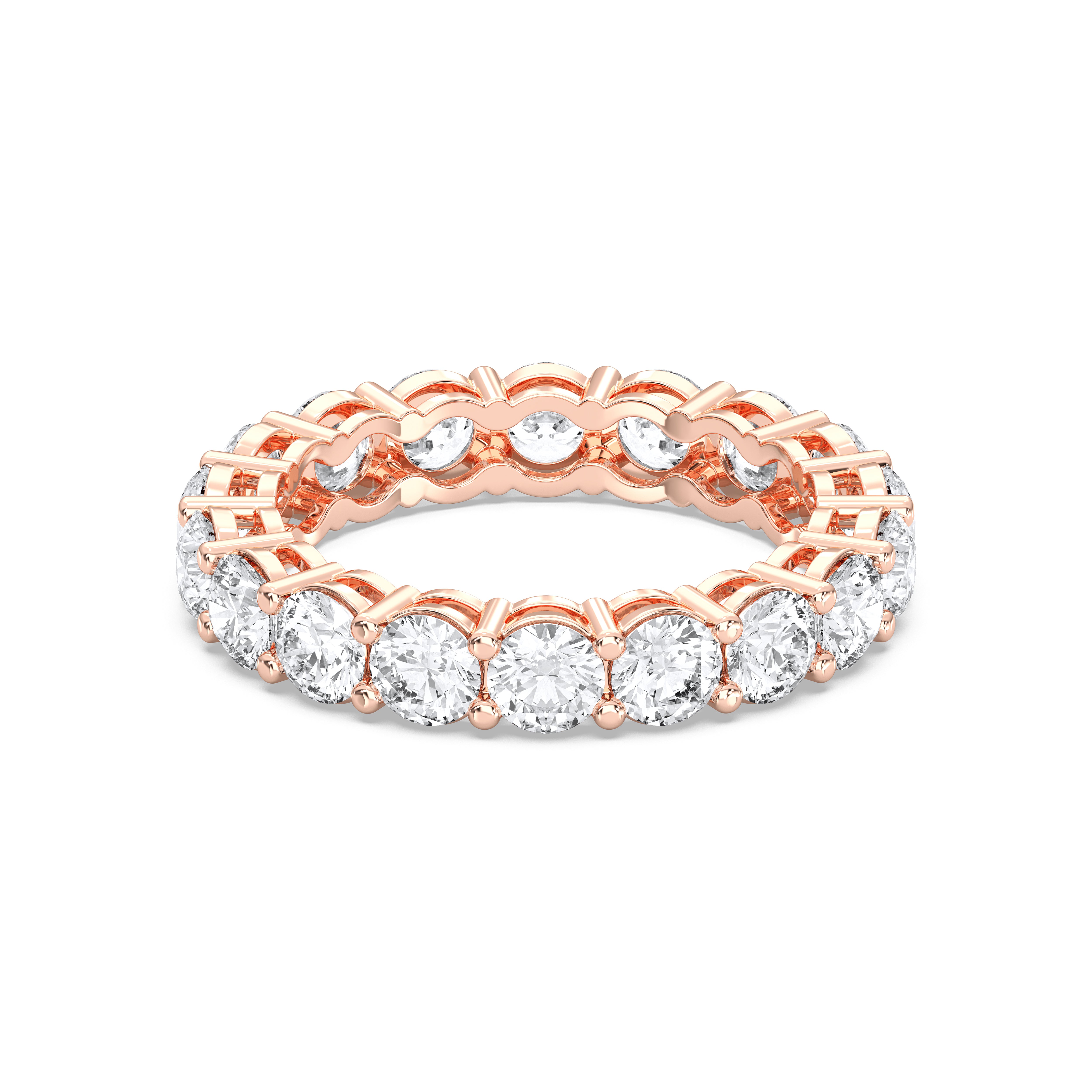 2.96 Carat Round Cut Lab Grown Diamond Eternity Wedding Ring in Solid Gold for Her