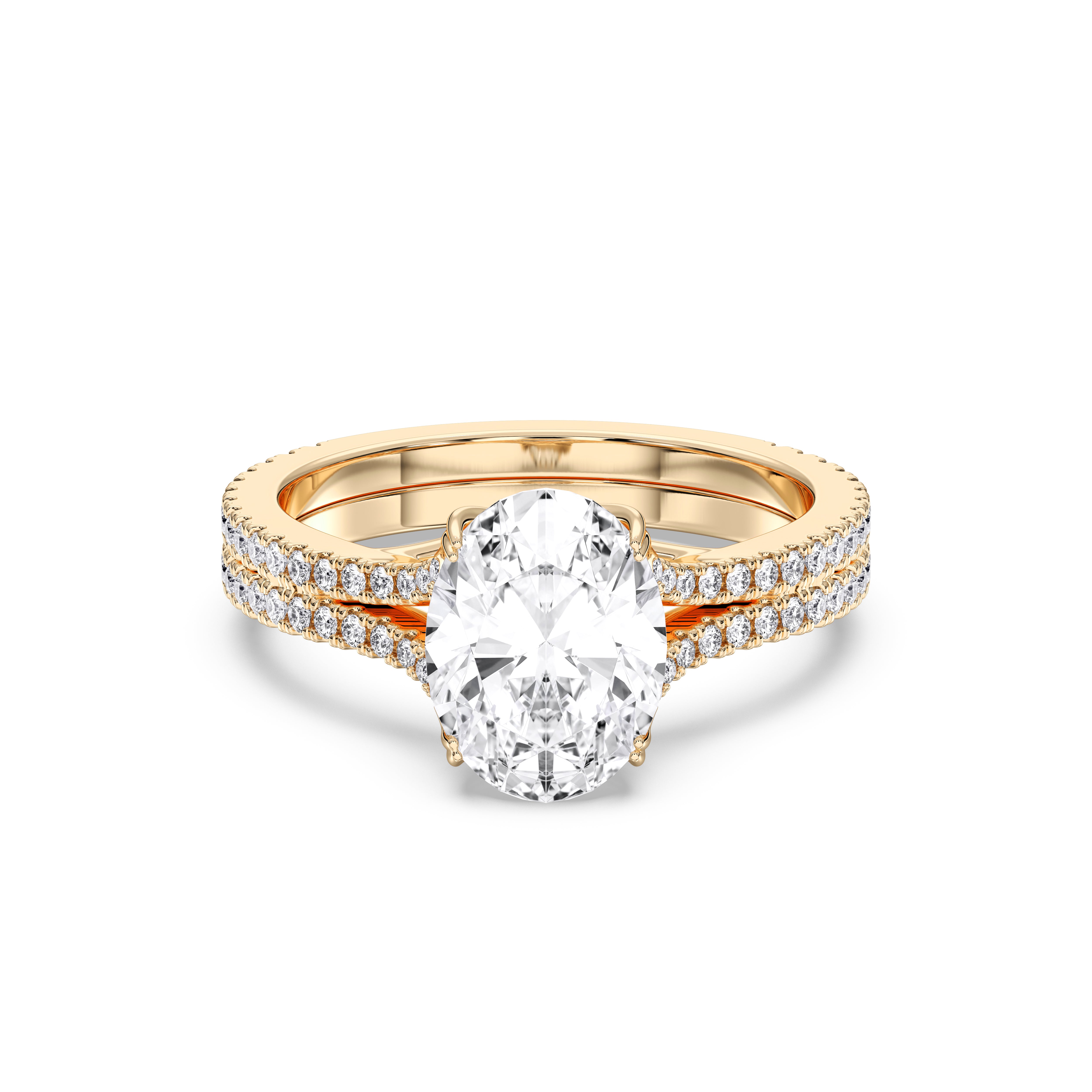 3.50 Carat Oval & Round Cut Lab Grown Diamond Solitaire Engagement Ring in Solid for Her