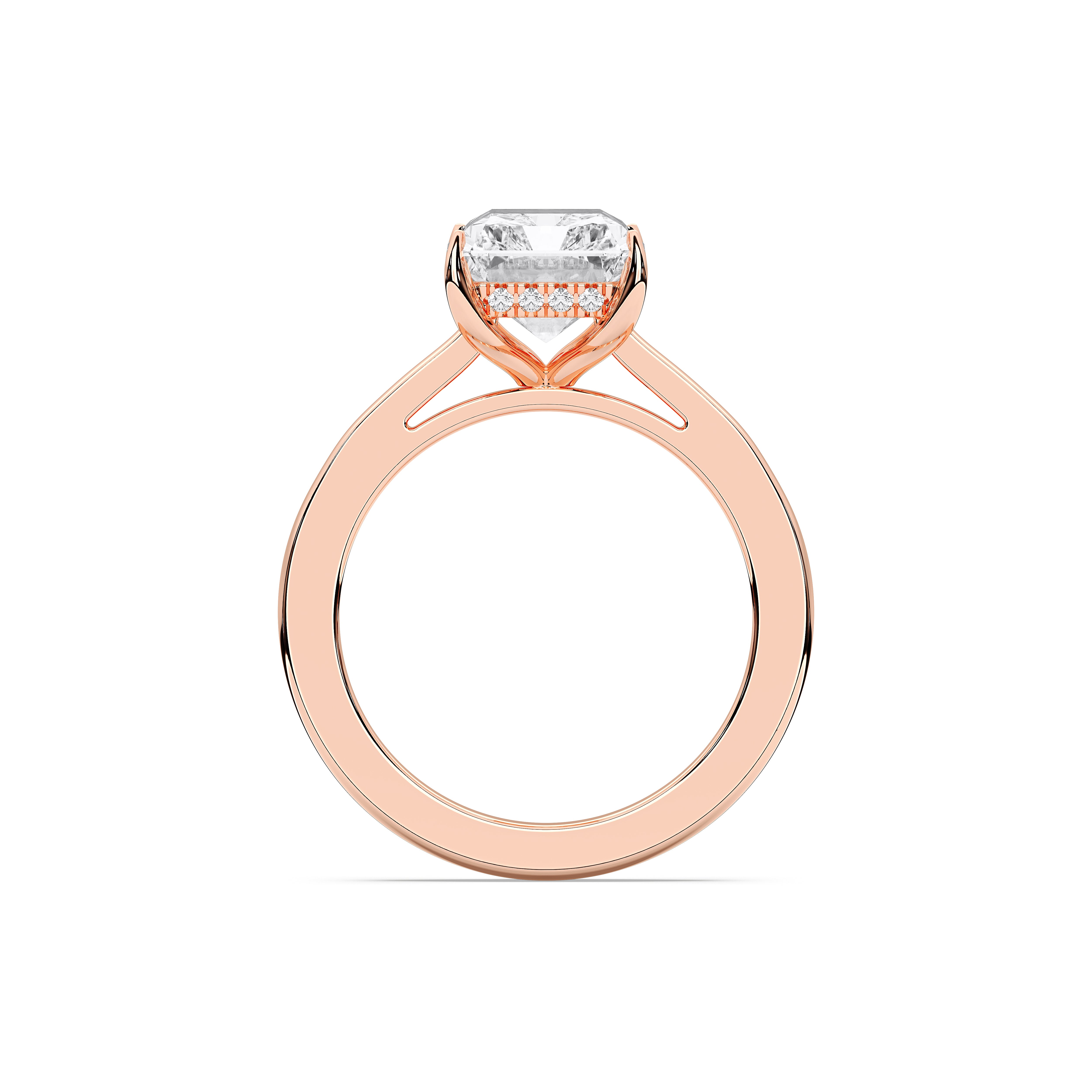 Radiant & Round 4 Carat Lab Grown Prong Set Solitaire Ring in Solid Gold in For Her