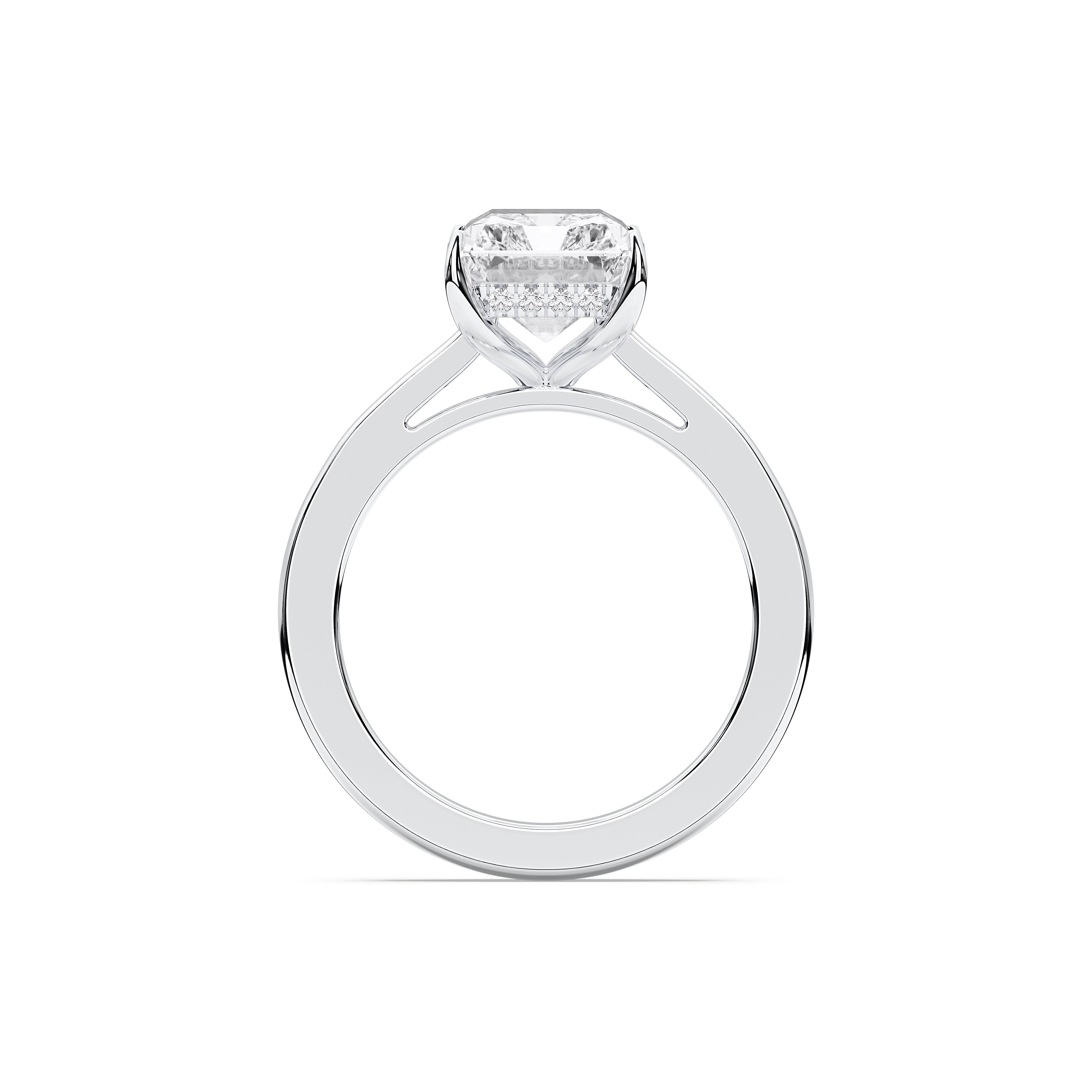 Radiant & Round 4 Carat Lab Grown Prong Set Solitaire Ring in Solid Gold in For Her