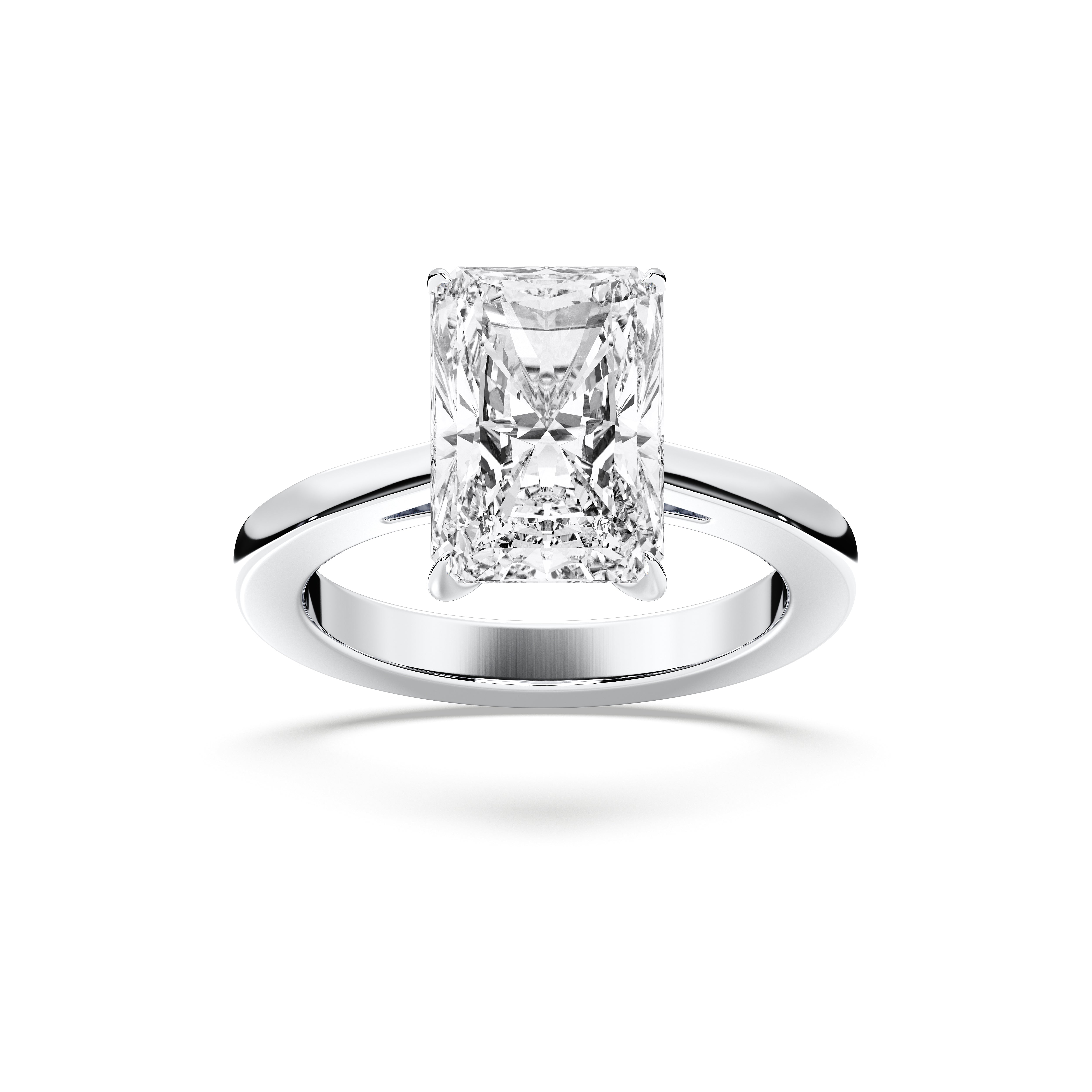 Radiant & Round 4 Carat Lab Grown Prong Set Solitaire Ring in Solid Gold in For Her