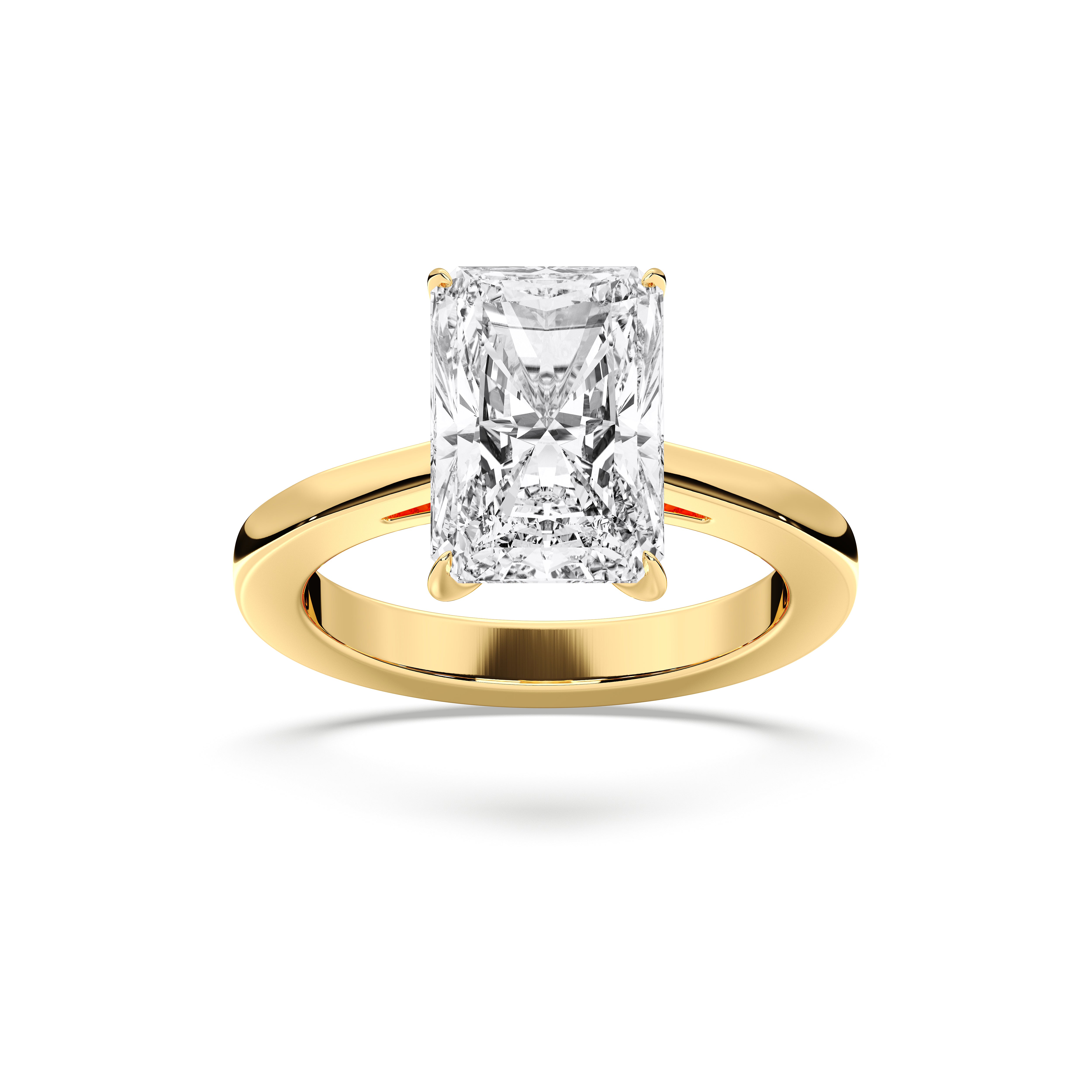 Radiant & Round 4 Carat Lab Grown Prong Set Solitaire Ring in Solid Gold in For Her