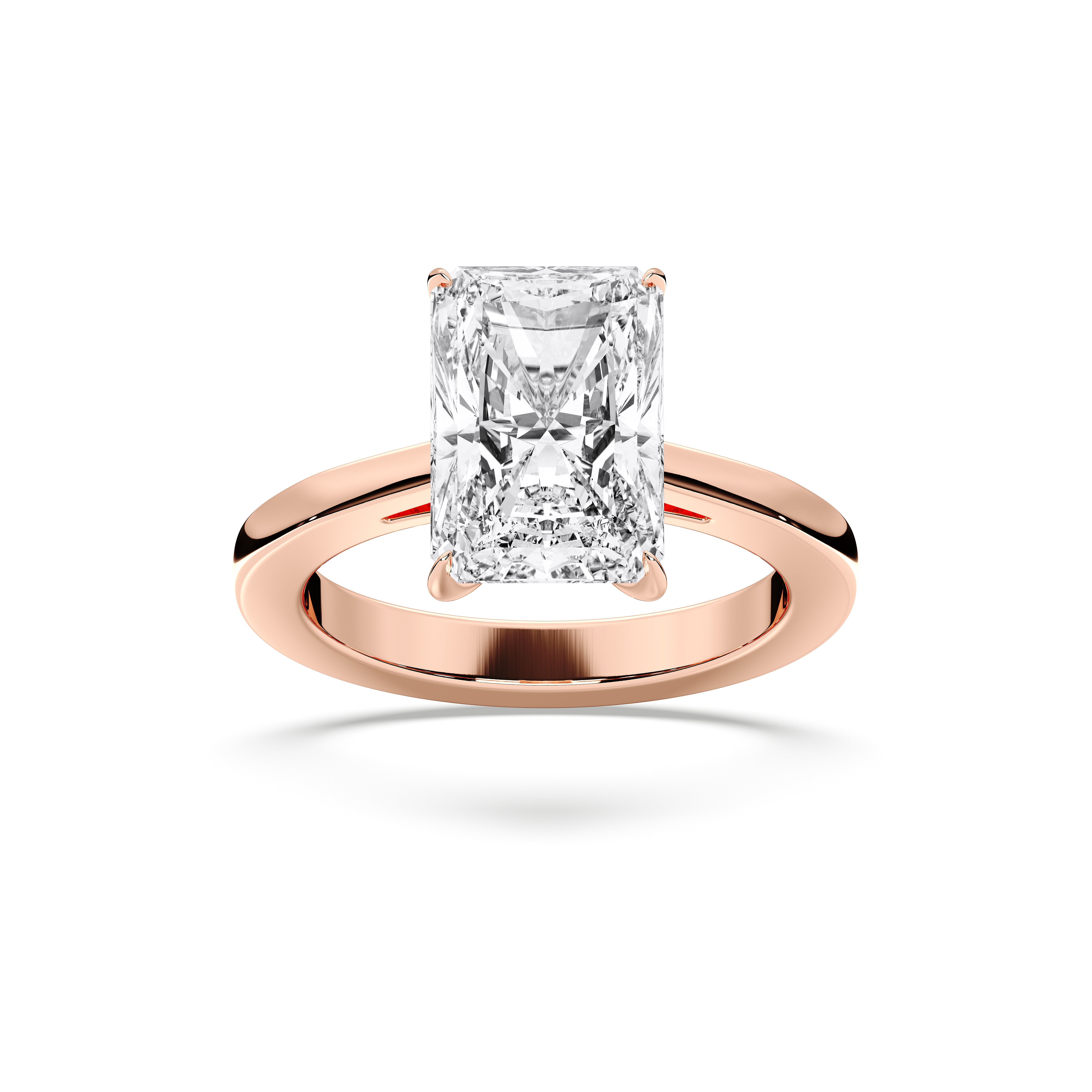 Radiant & Round 4 Carat Lab Grown Prong Set Solitaire Ring in Solid Gold in For Her
