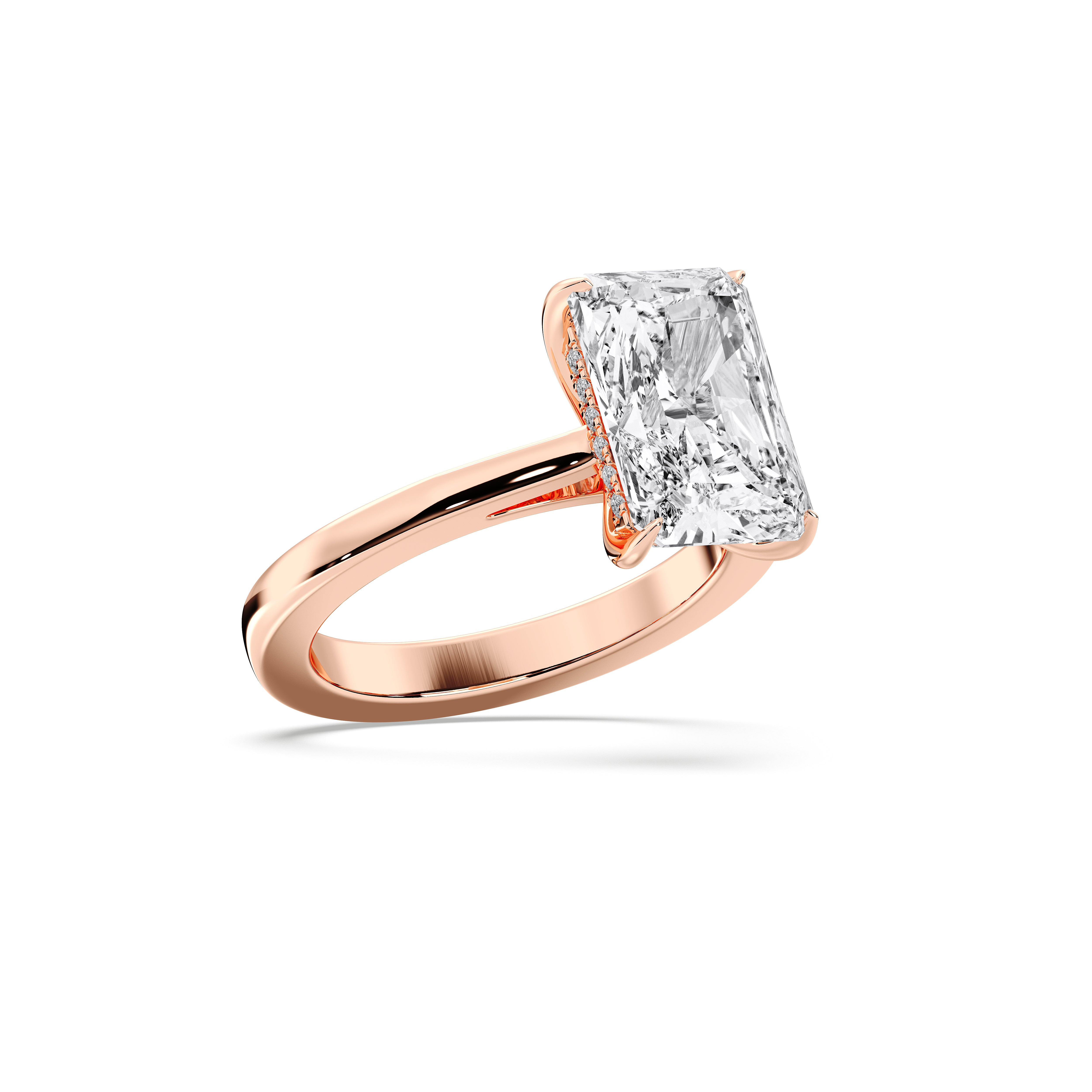 Radiant & Round 4 Carat Lab Grown Prong Set Solitaire Ring in Solid Gold in For Her