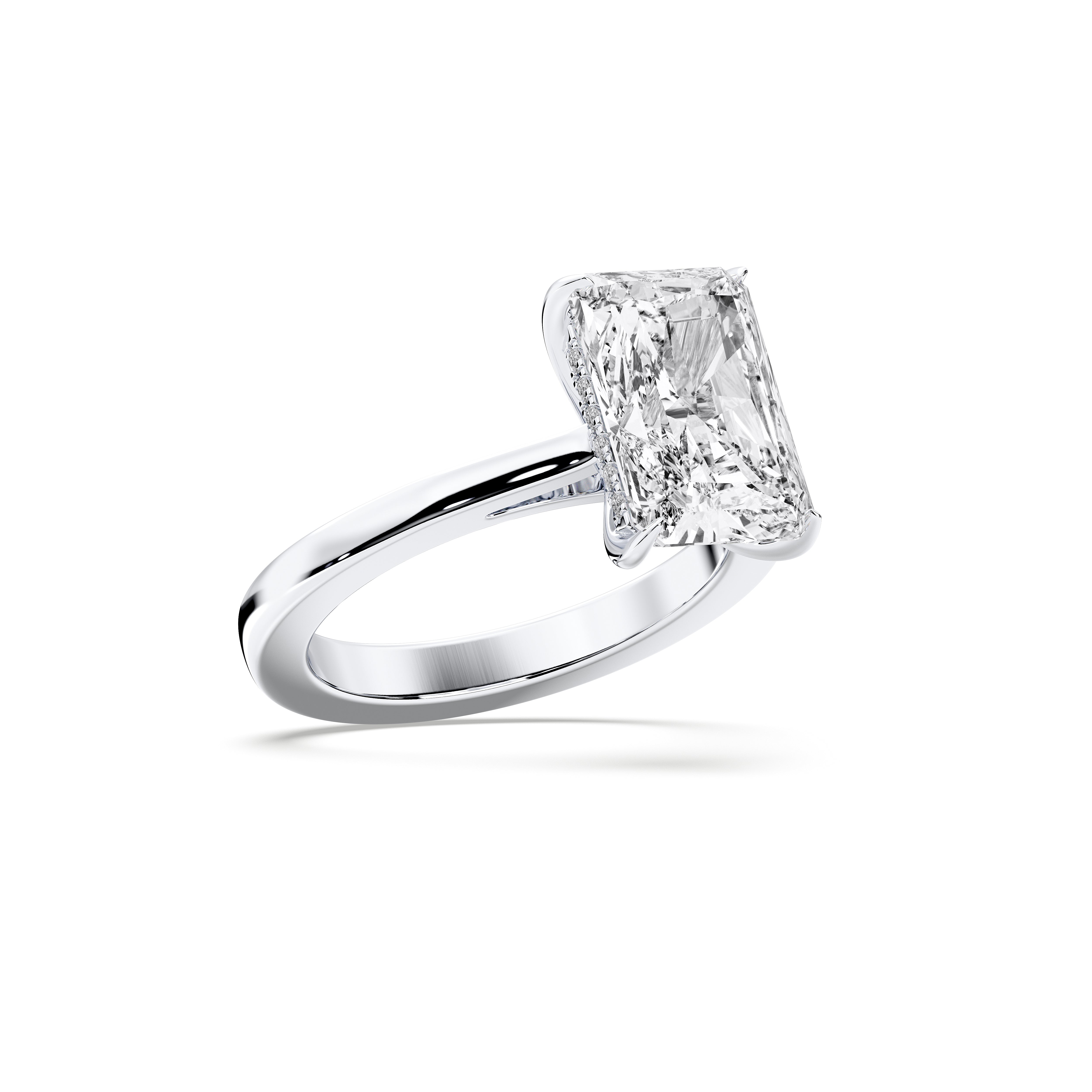 Radiant & Round 4 Carat Lab Grown Prong Set Solitaire Ring in Solid Gold in For Her