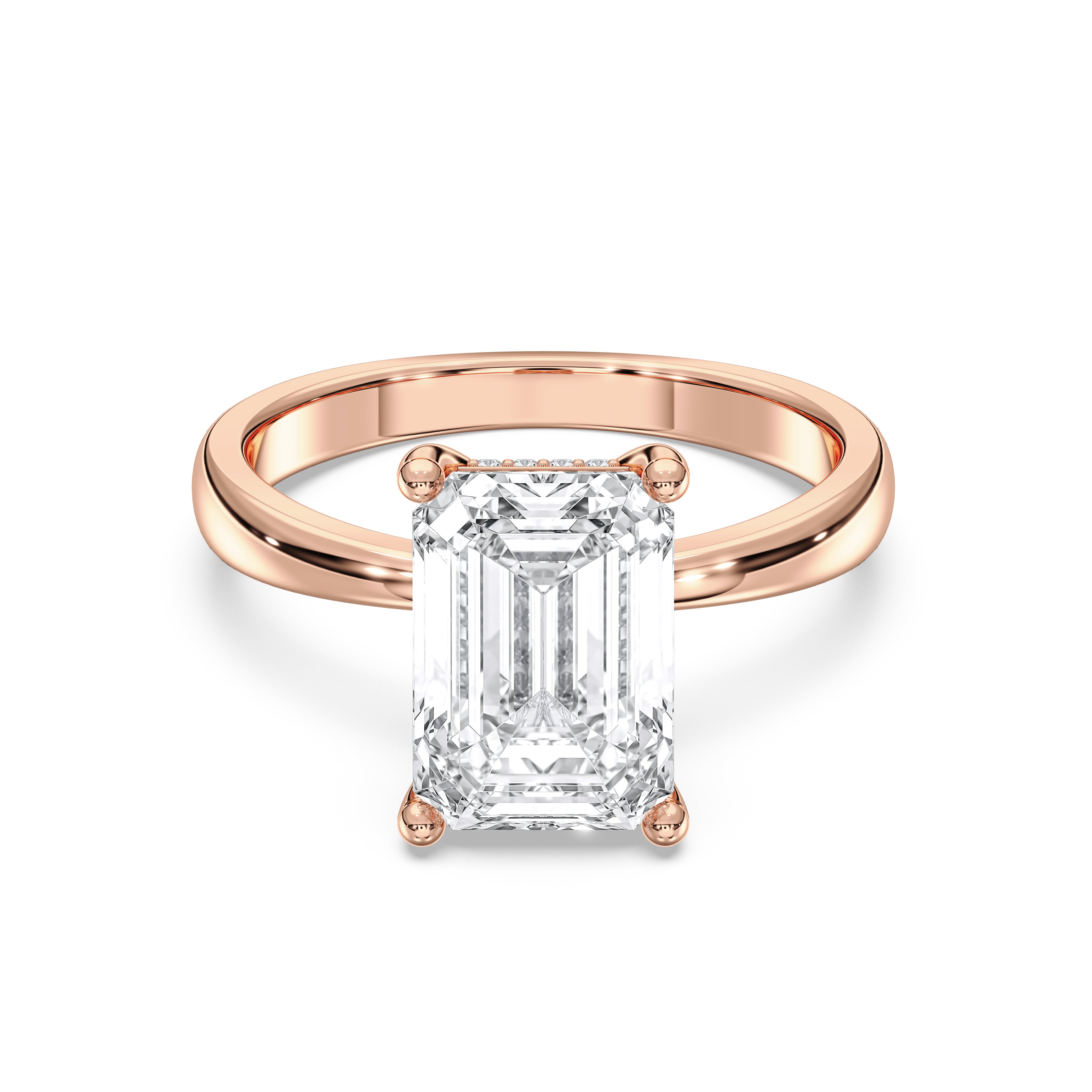 2.00 to 4.00 Carat Emerald & Round Cut Lab Grown Diamond Solitaire Engagement Ring in Solid Gold