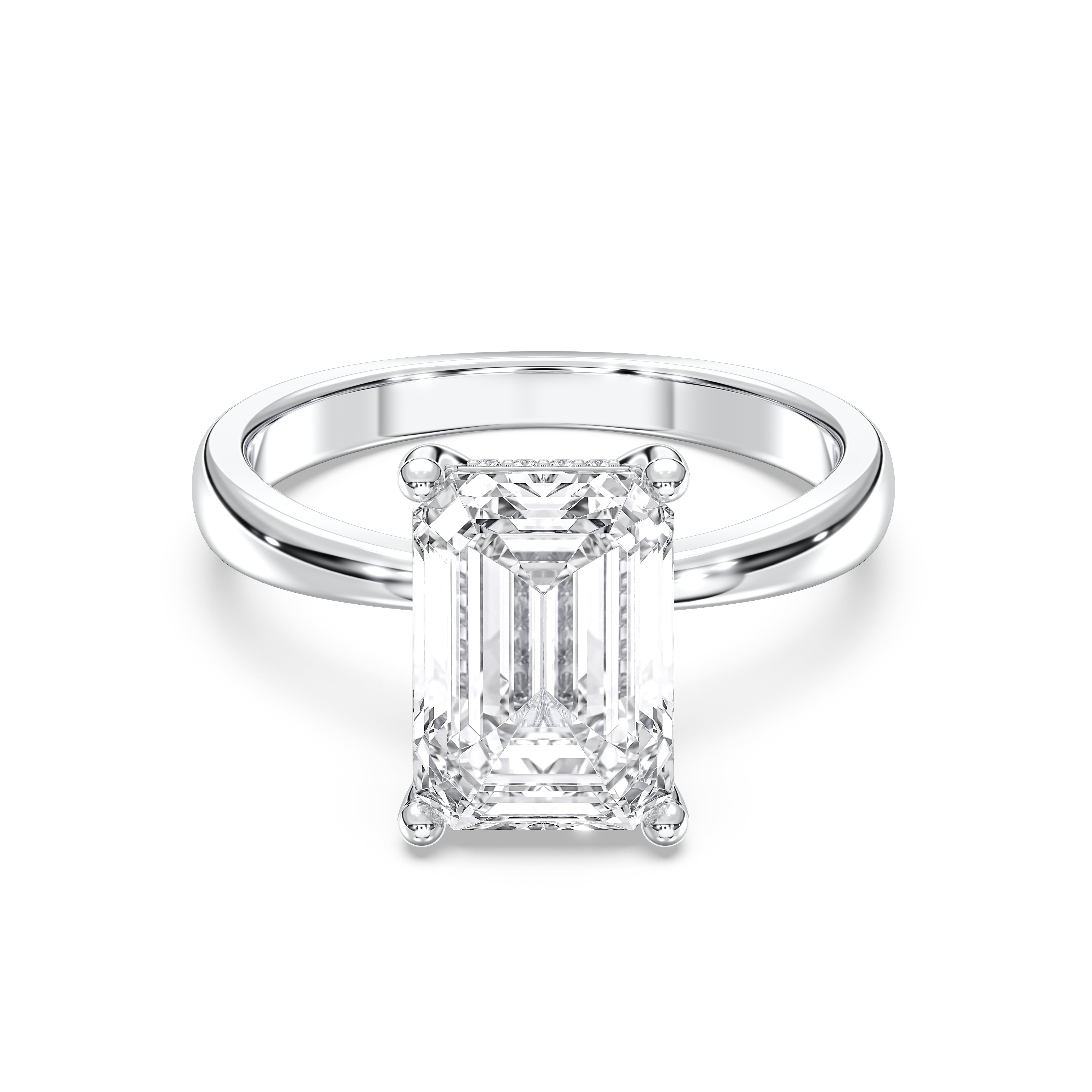 2.00 to 4.00 Carat Emerald & Round Cut Lab Grown Diamond Solitaire Engagement Ring in Solid Gold