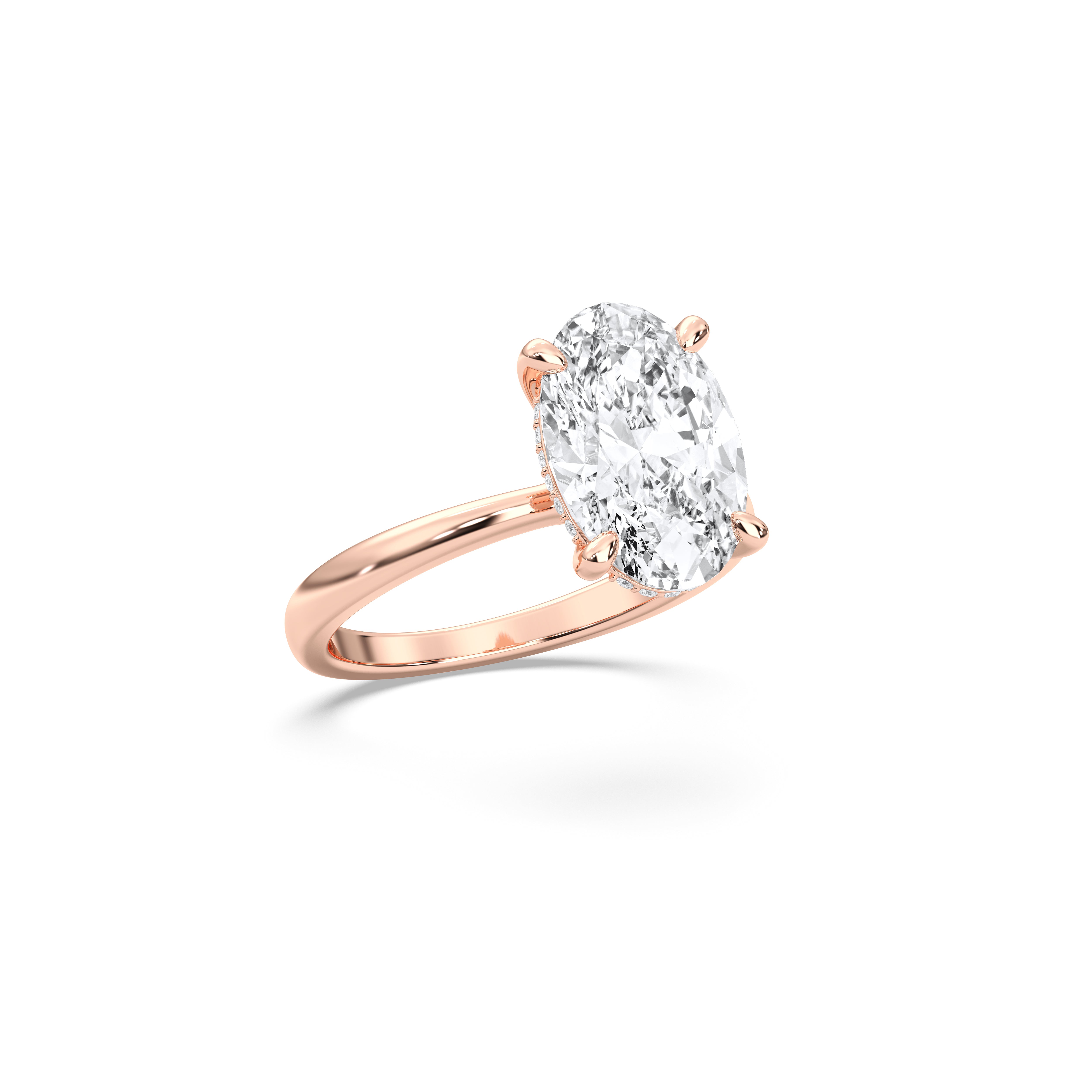 2.00 to 4.00 Carat Oval & Round Cut Lab Grown Diamond Solitaire Engagement Ring in Solid Gold