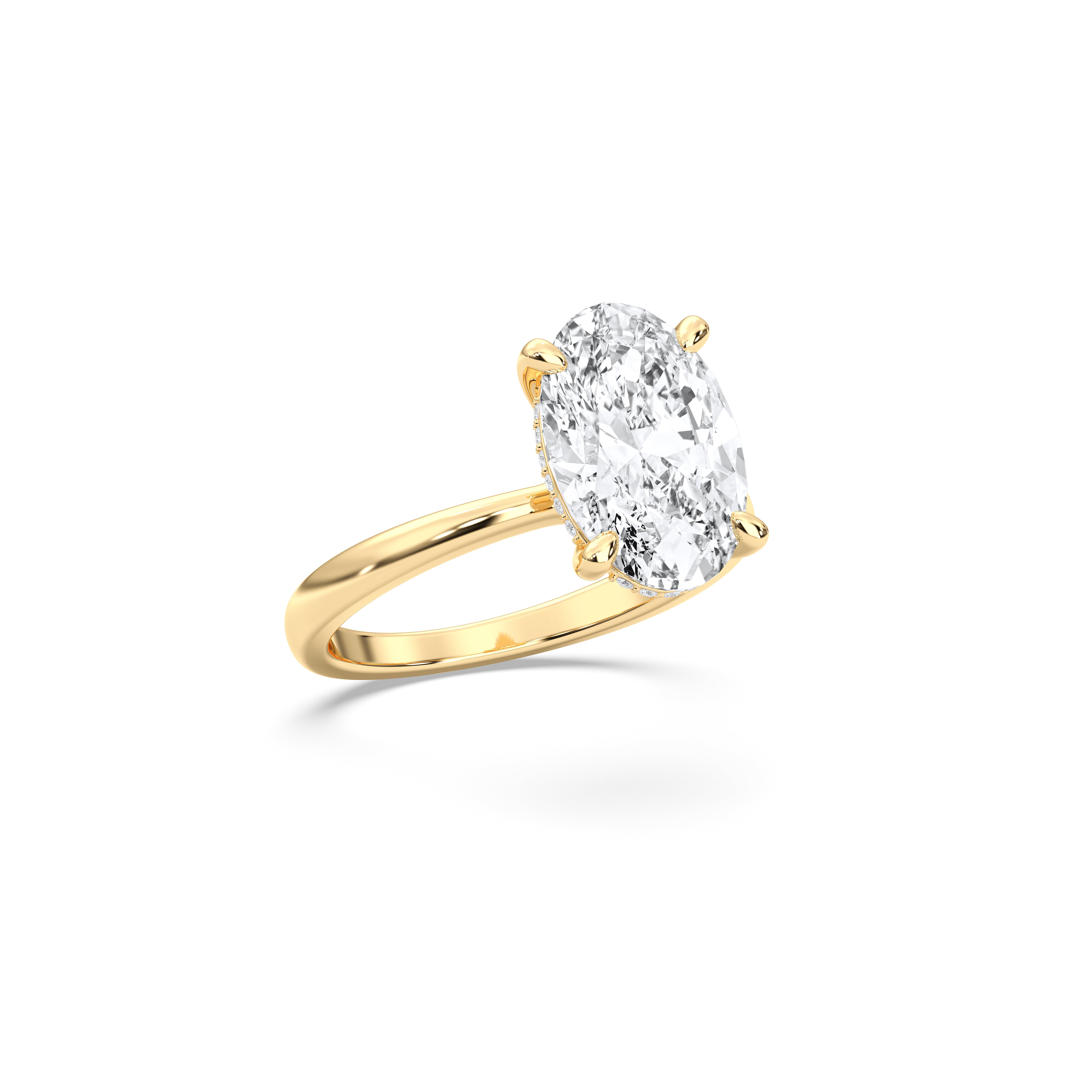 2.00 to 4.00 Carat Oval & Round Cut Lab Grown Diamond Solitaire Engagement Ring in Solid Gold