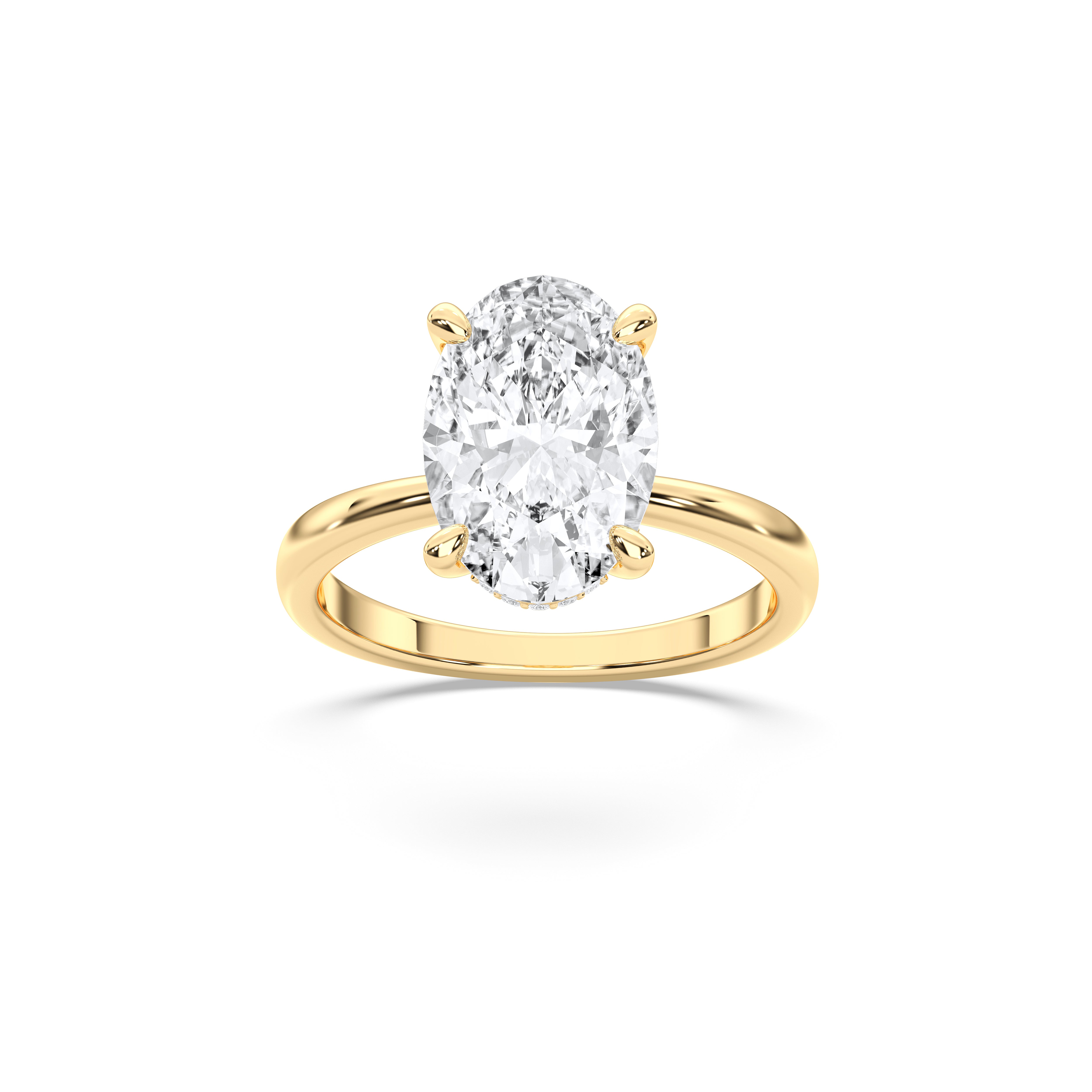 2.00 to 4.00 Carat Oval & Round Cut Lab Grown Diamond Solitaire Engagement Ring in Solid Gold