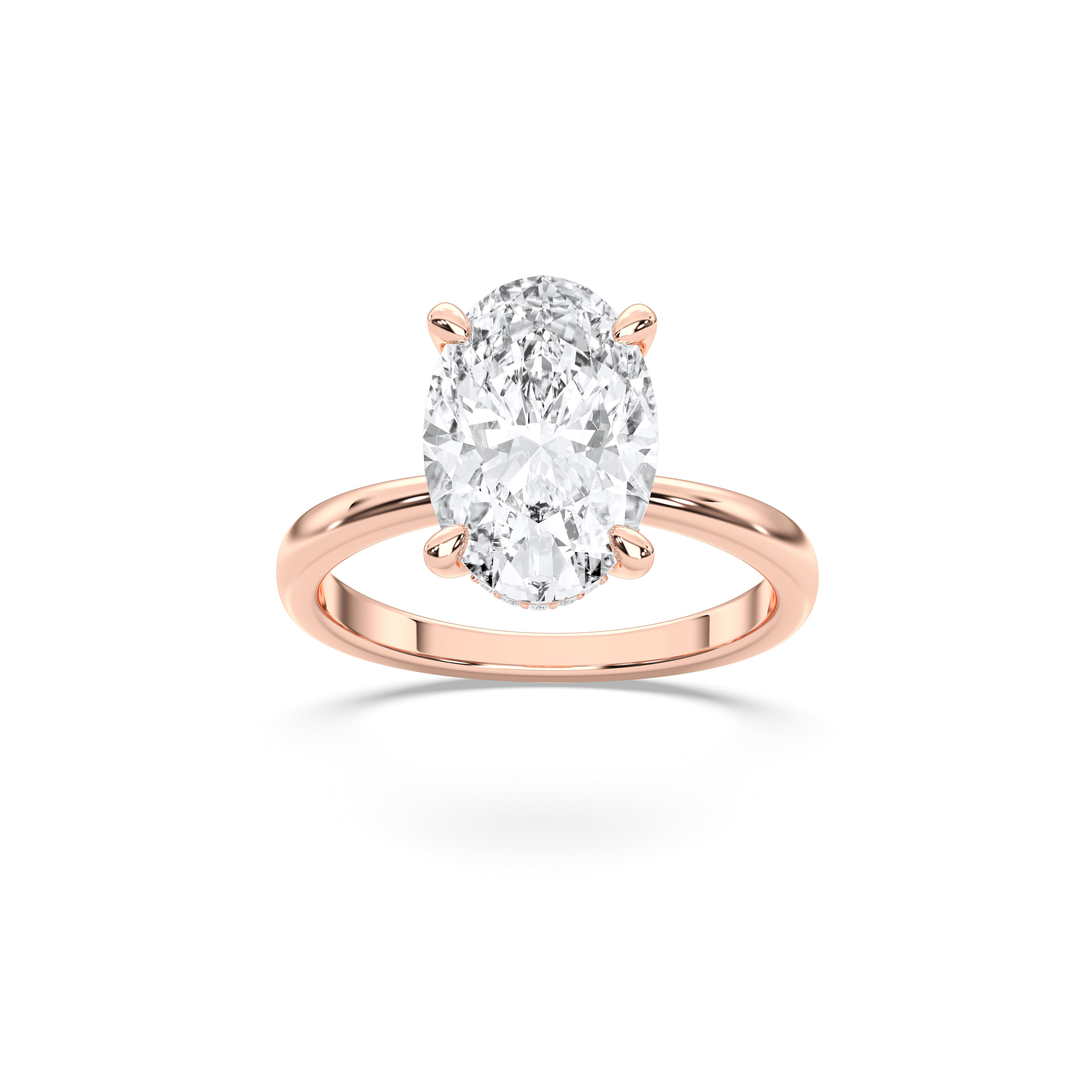 2.00 to 4.00 Carat Oval & Round Cut Lab Grown Diamond Solitaire Engagement Ring in Solid Gold