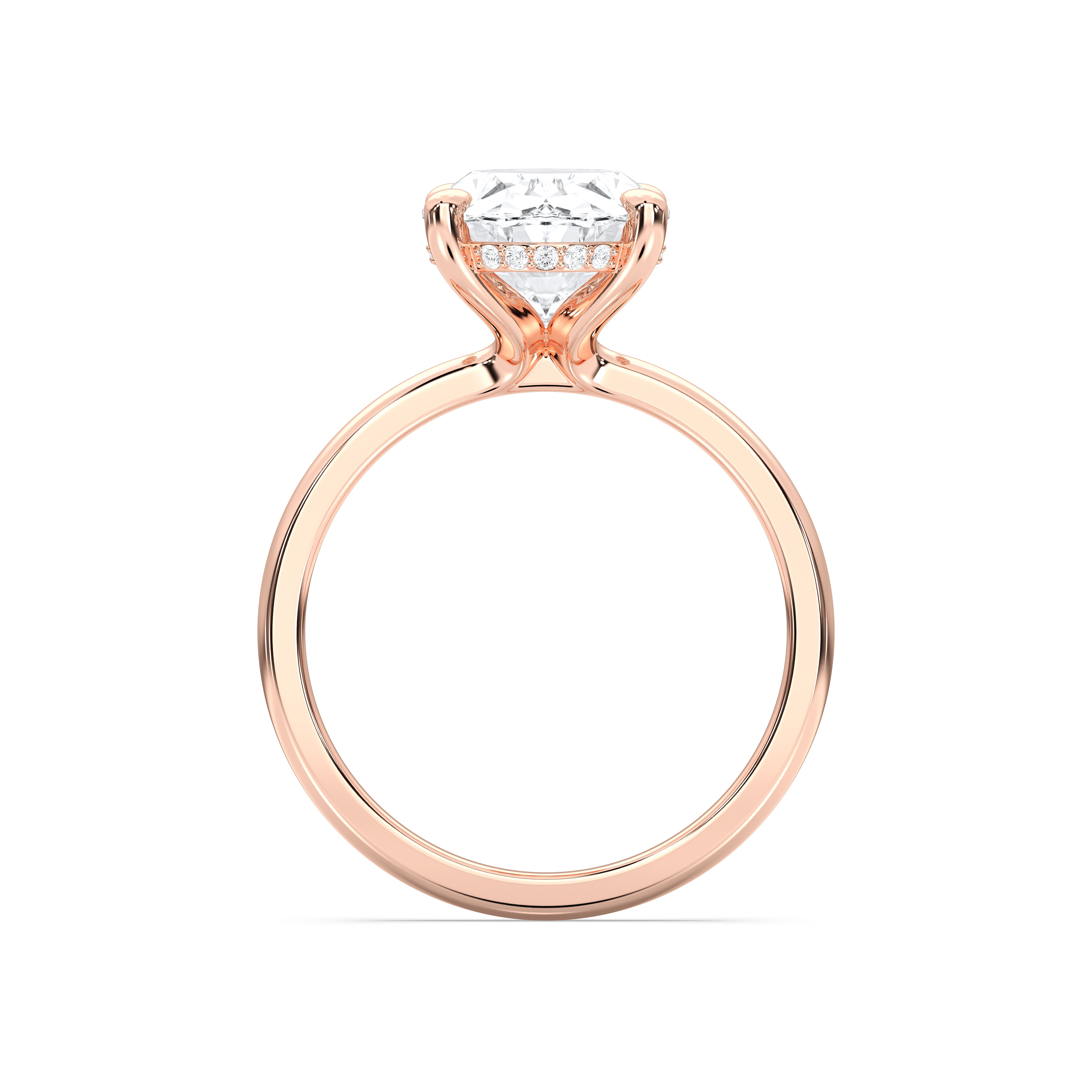 2.00 to 4.00 Carat Oval & Round Cut Lab Grown Diamond Solitaire Engagement Ring in Solid Gold