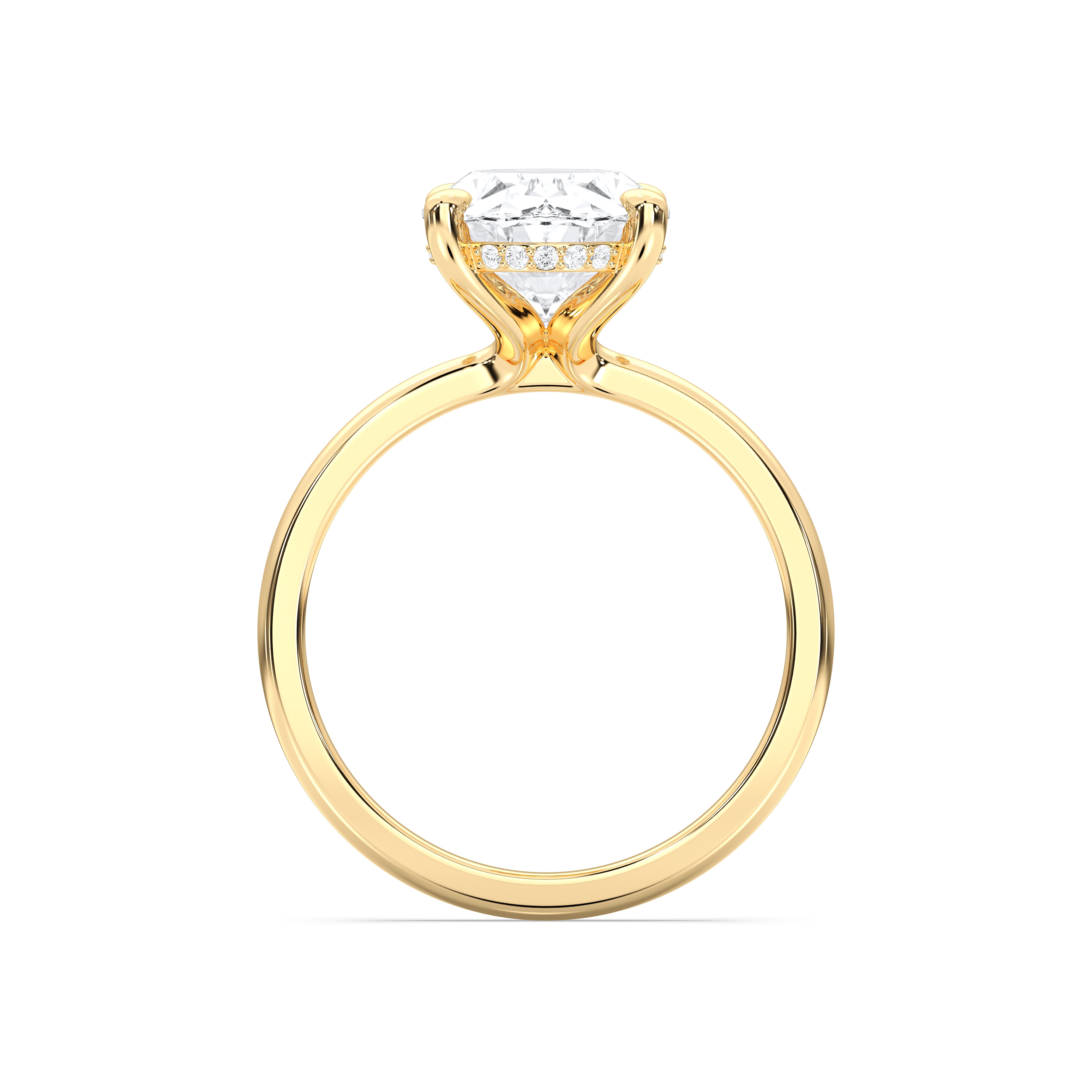 2.00 to 4.00 Carat Oval & Round Cut Lab Grown Diamond Solitaire Engagement Ring in Solid Gold