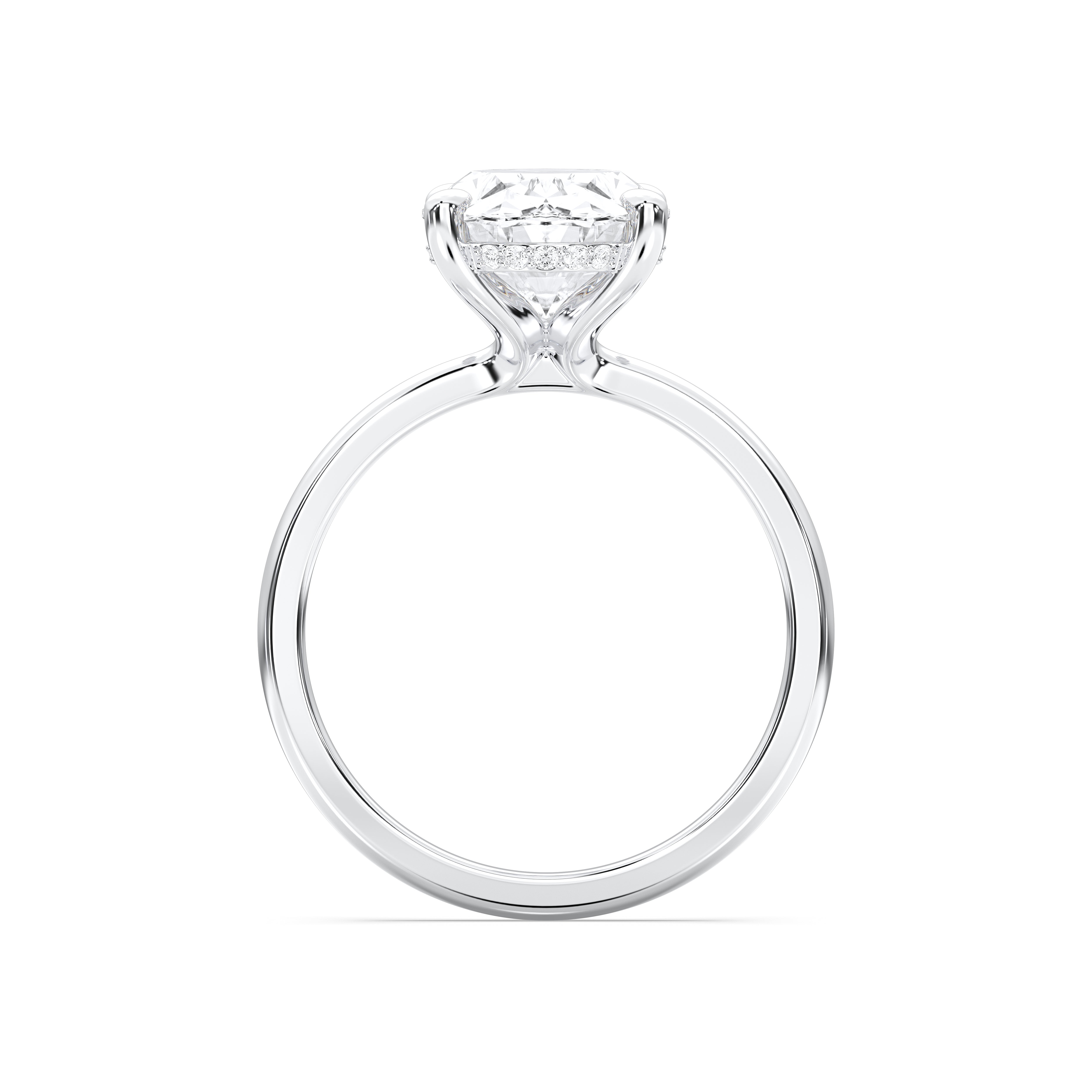 2.00 to 4.00 Carat Oval & Round Cut Lab Grown Diamond Solitaire Engagement Ring in Solid Gold