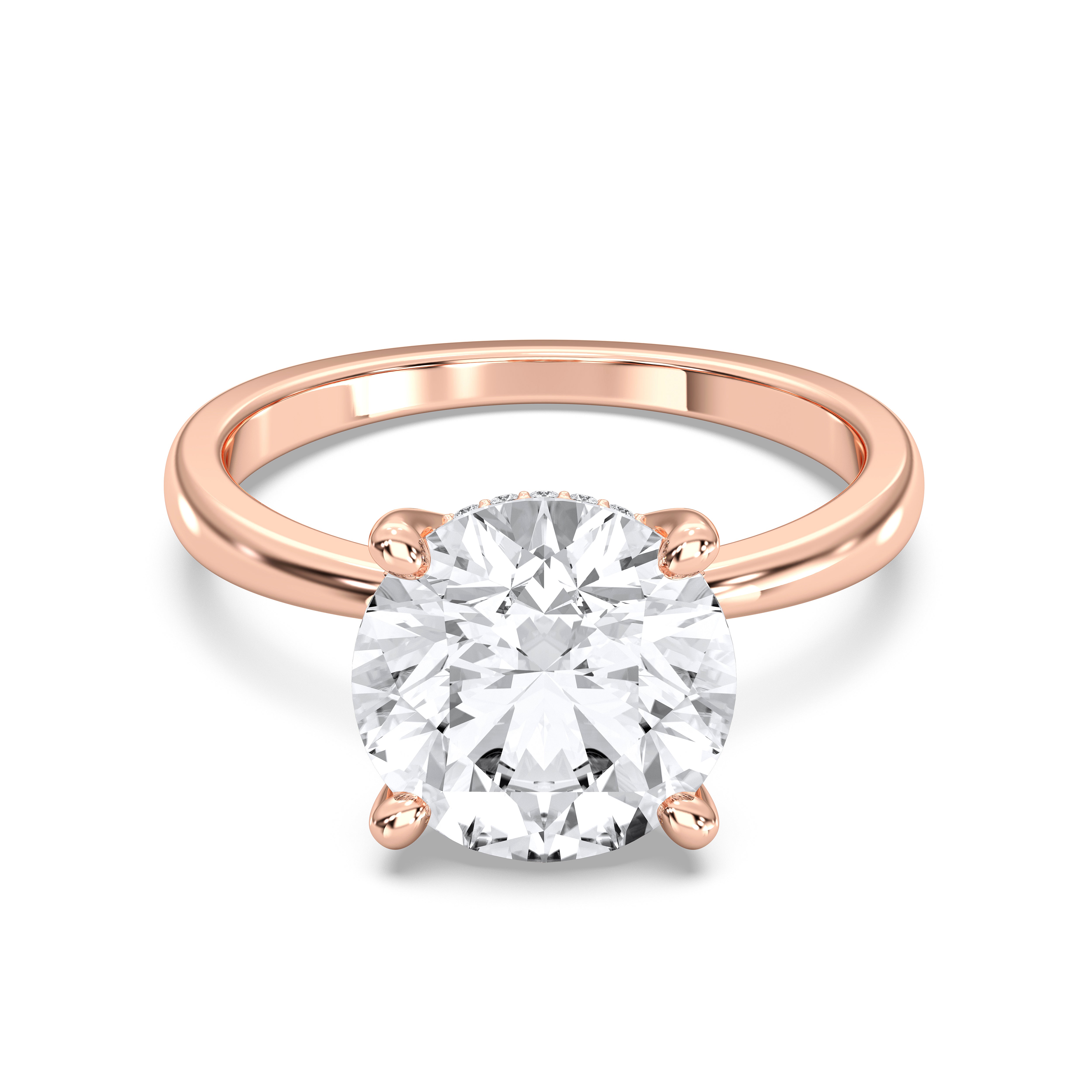 2.00 to 4.00 Carat Round Cut Lab Grown Diamond Solitaire Engagement Ring in Solid Gold
