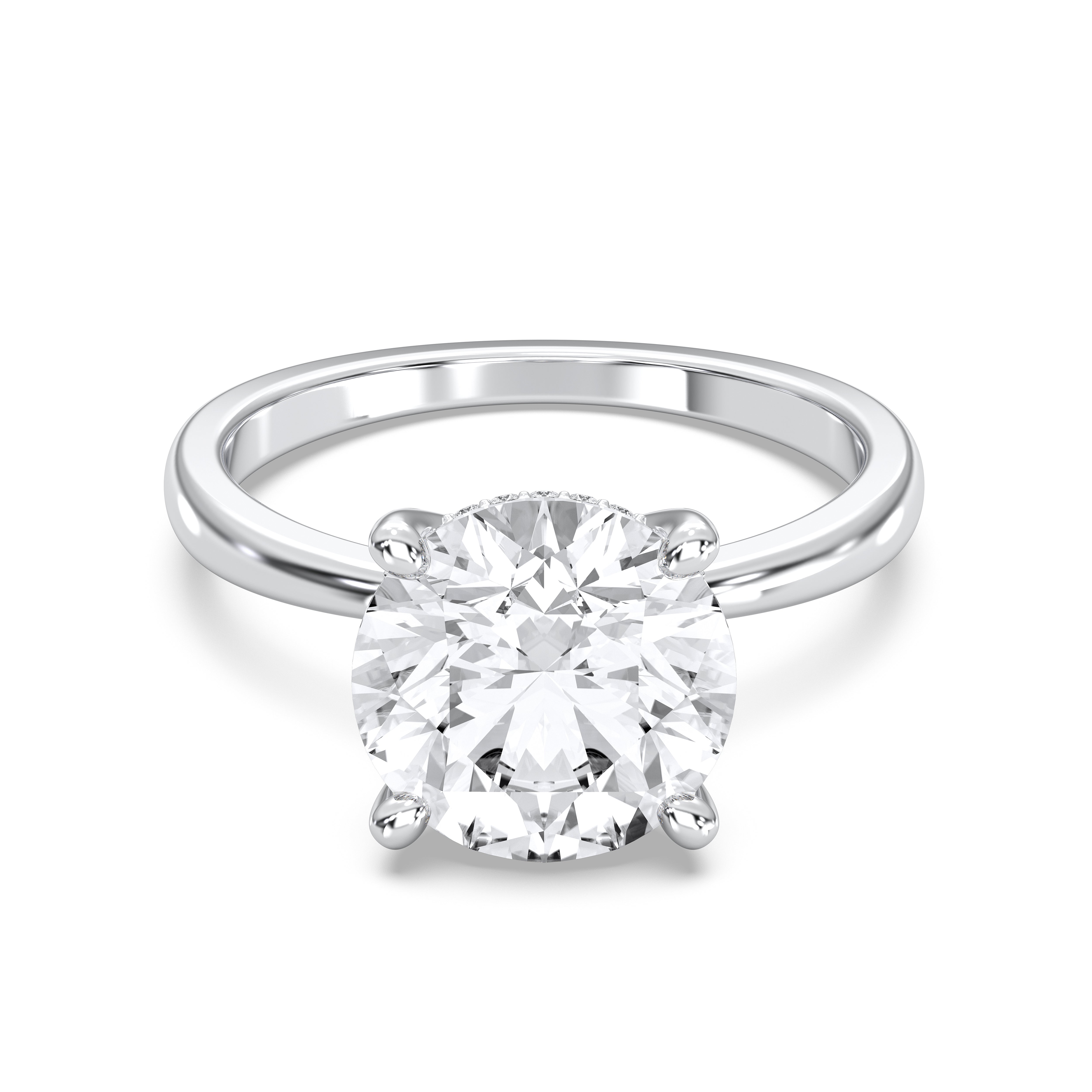 2.00 to 4.00 Carat Round Cut Lab Grown Diamond Solitaire Engagement Ring in Solid Gold