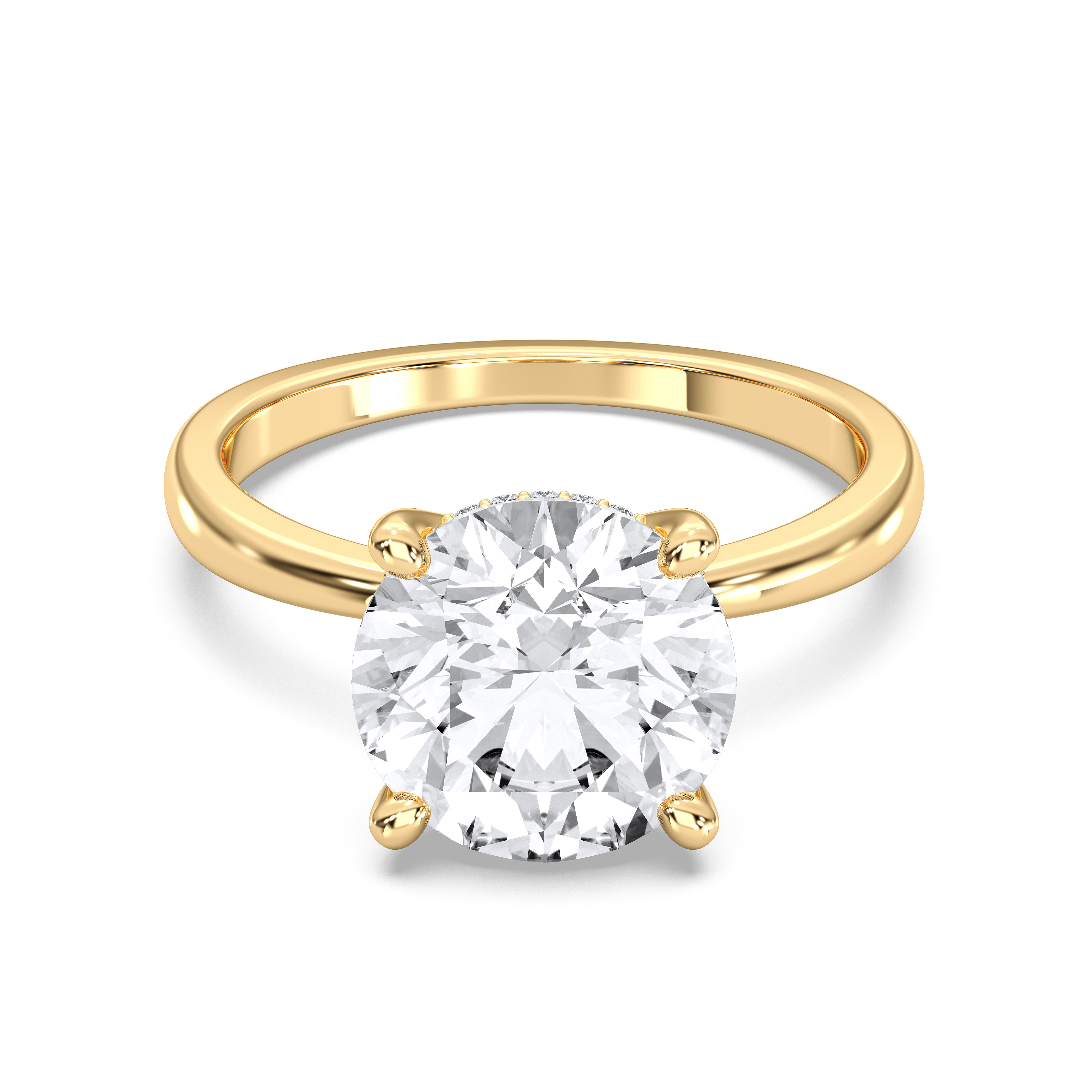 2.00 to 4.00 Carat Round Cut Lab Grown Diamond Solitaire Engagement Ring in Solid Gold