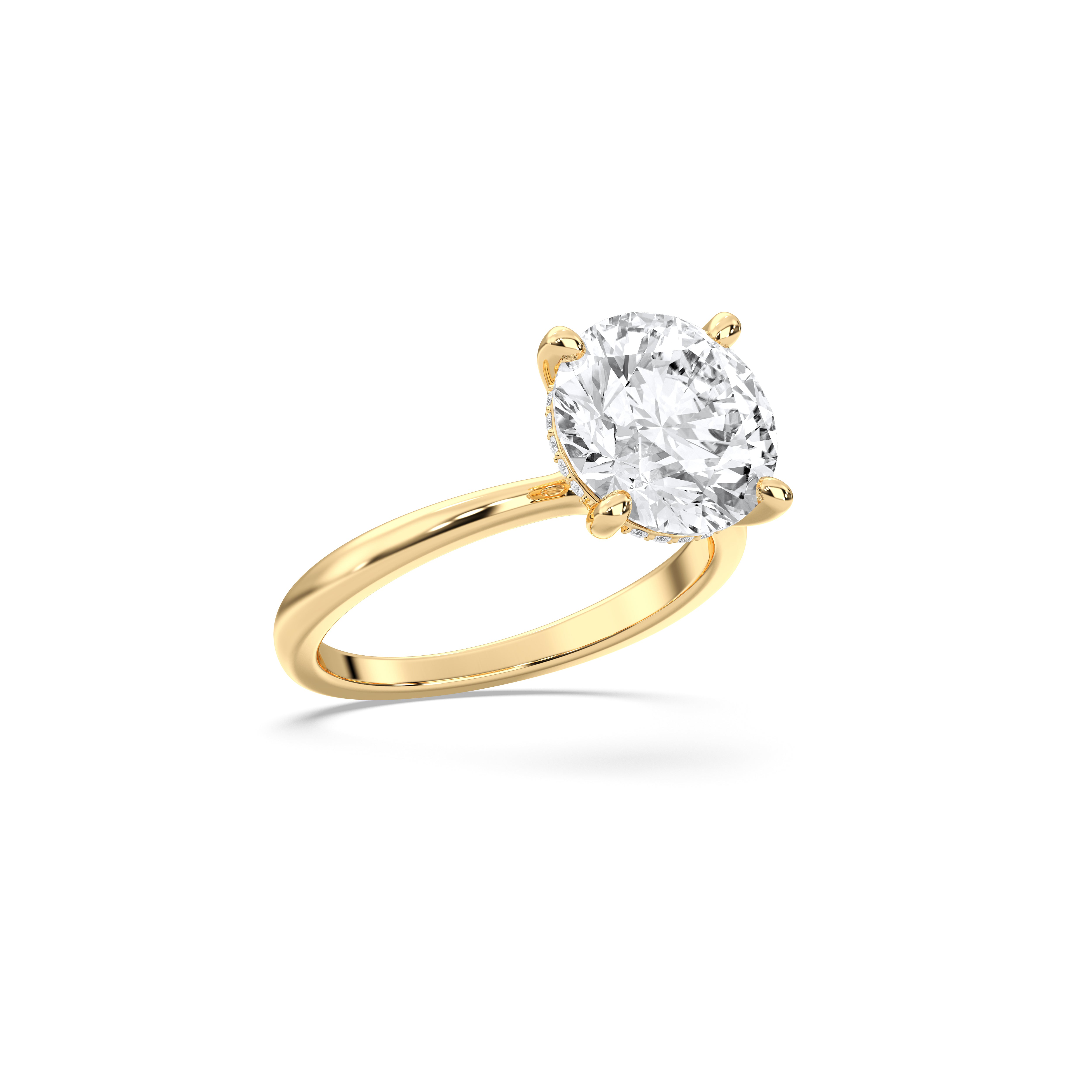 2.00 to 4.00 Carat Round Cut Lab Grown Diamond Solitaire Engagement Ring in Solid Gold