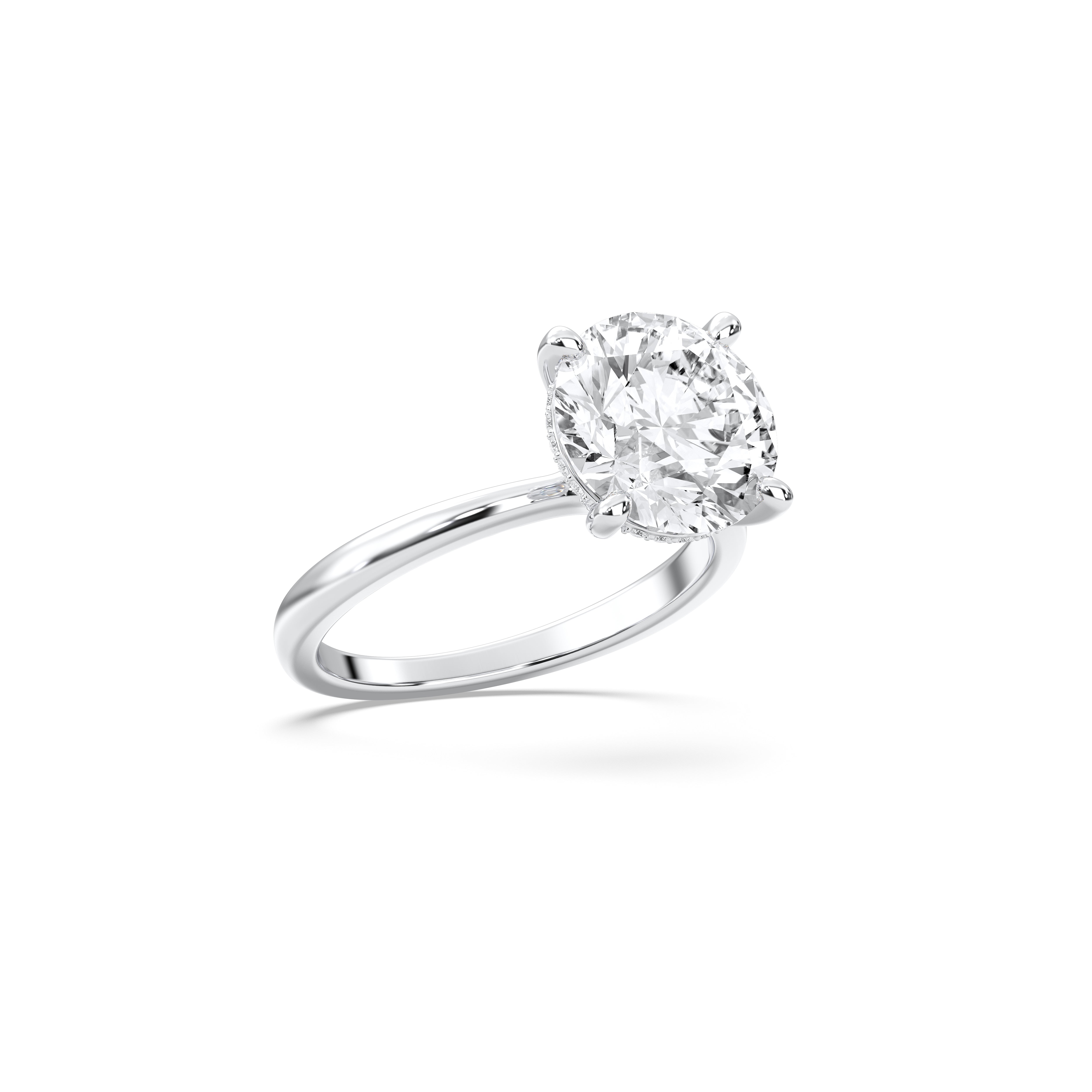 2.00 to 4.00 Carat Round Cut Lab Grown Diamond Solitaire Engagement Ring in Solid Gold