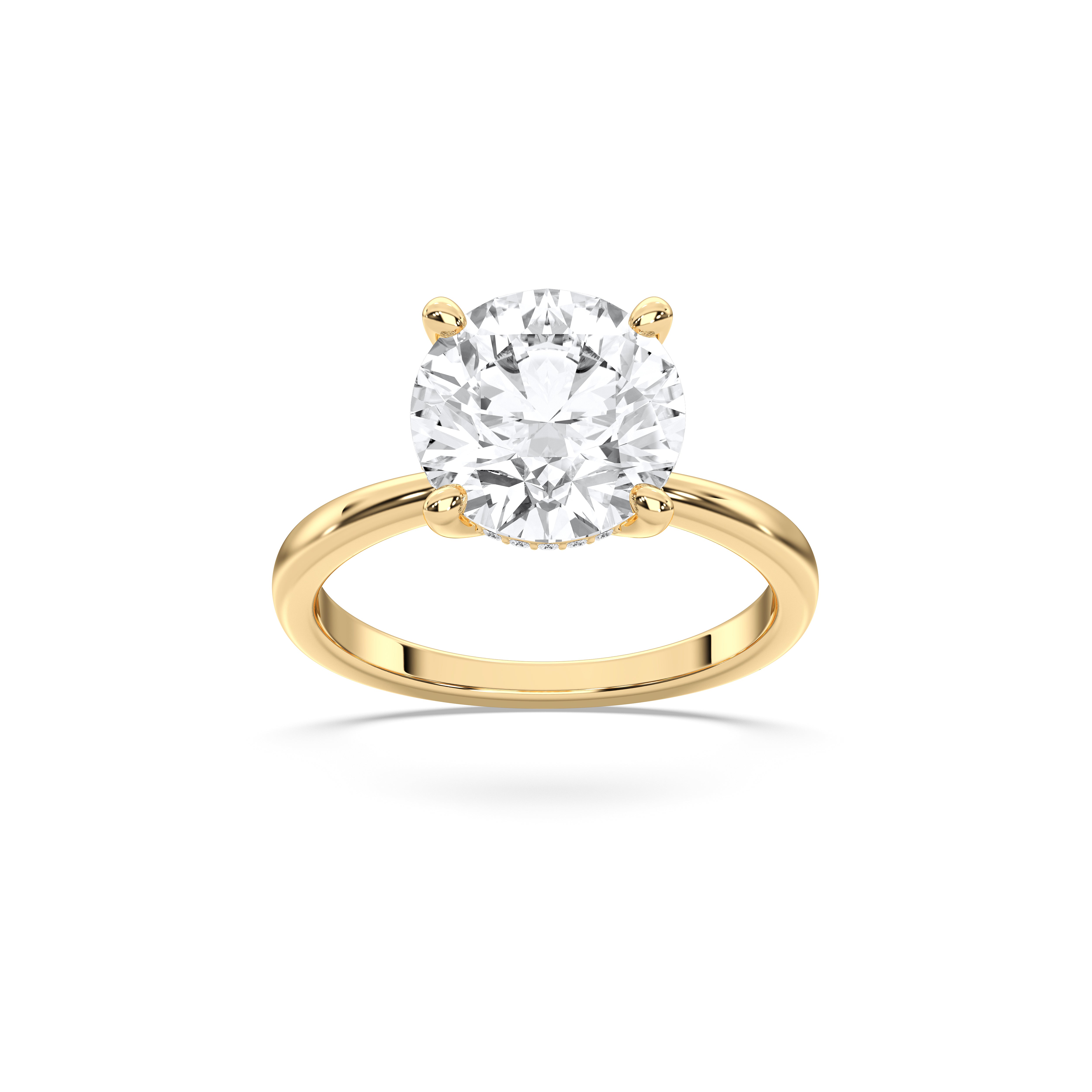 2.00 to 4.00 Carat Round Cut Lab Grown Diamond Solitaire Engagement Ring in Solid Gold