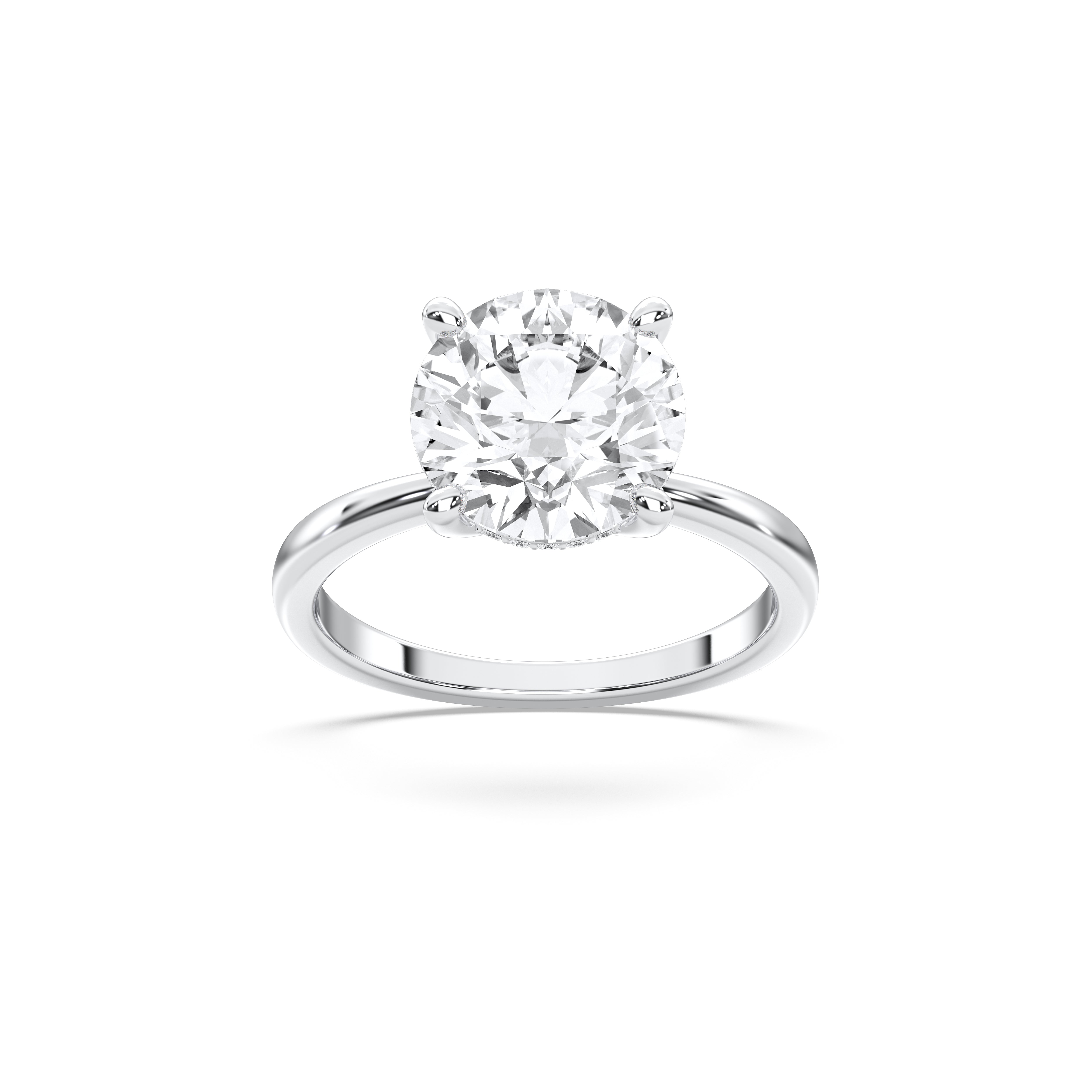 2.00 to 4.00 Carat Round Cut Lab Grown Diamond Solitaire Engagement Ring in Solid Gold