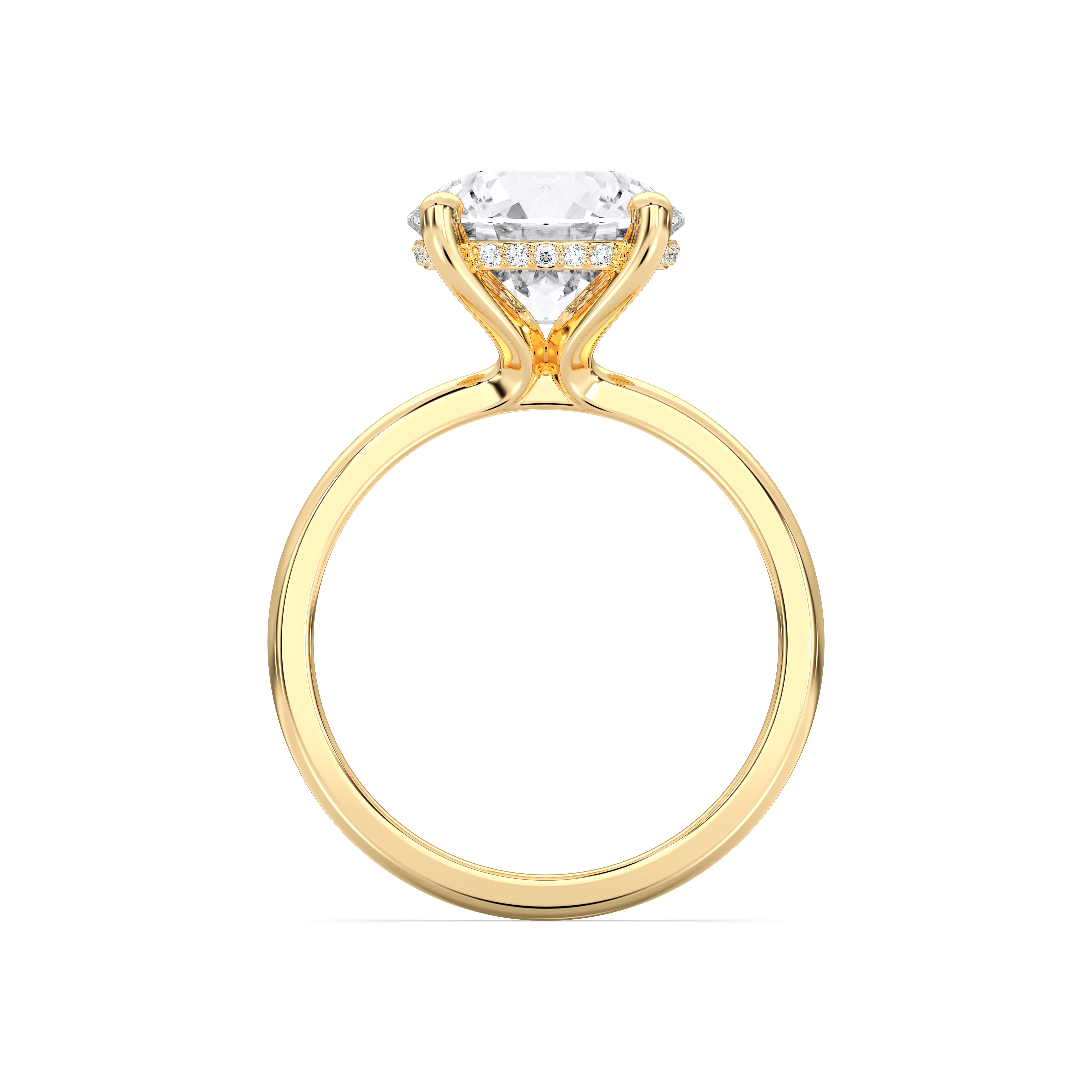 2.00 to 4.00 Carat Round Cut Lab Grown Diamond Solitaire Engagement Ring in Solid Gold