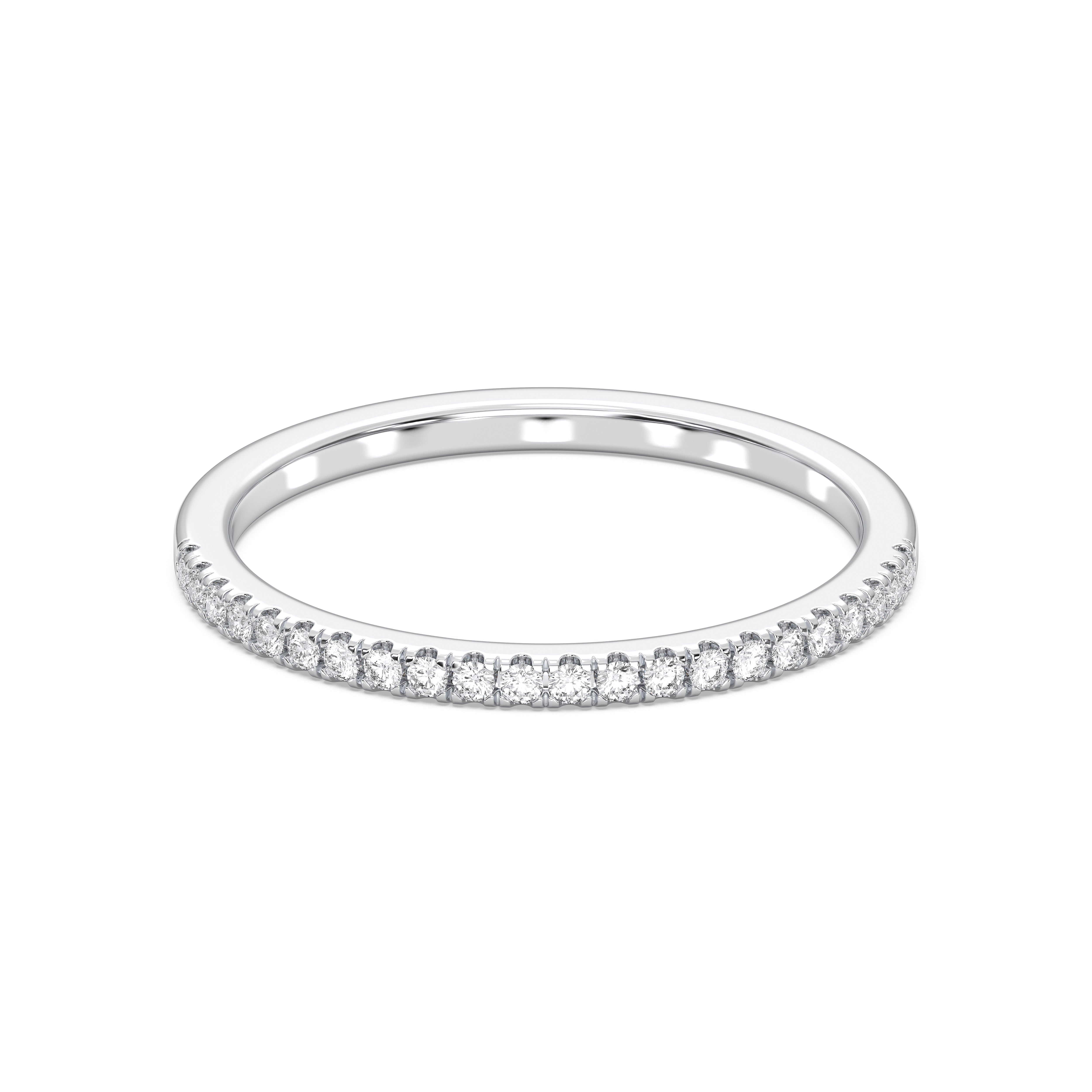 Round Shape 0.22 Carat Lab Grown Diamond Half Eternity Wedding Band in Solid Gold for Women